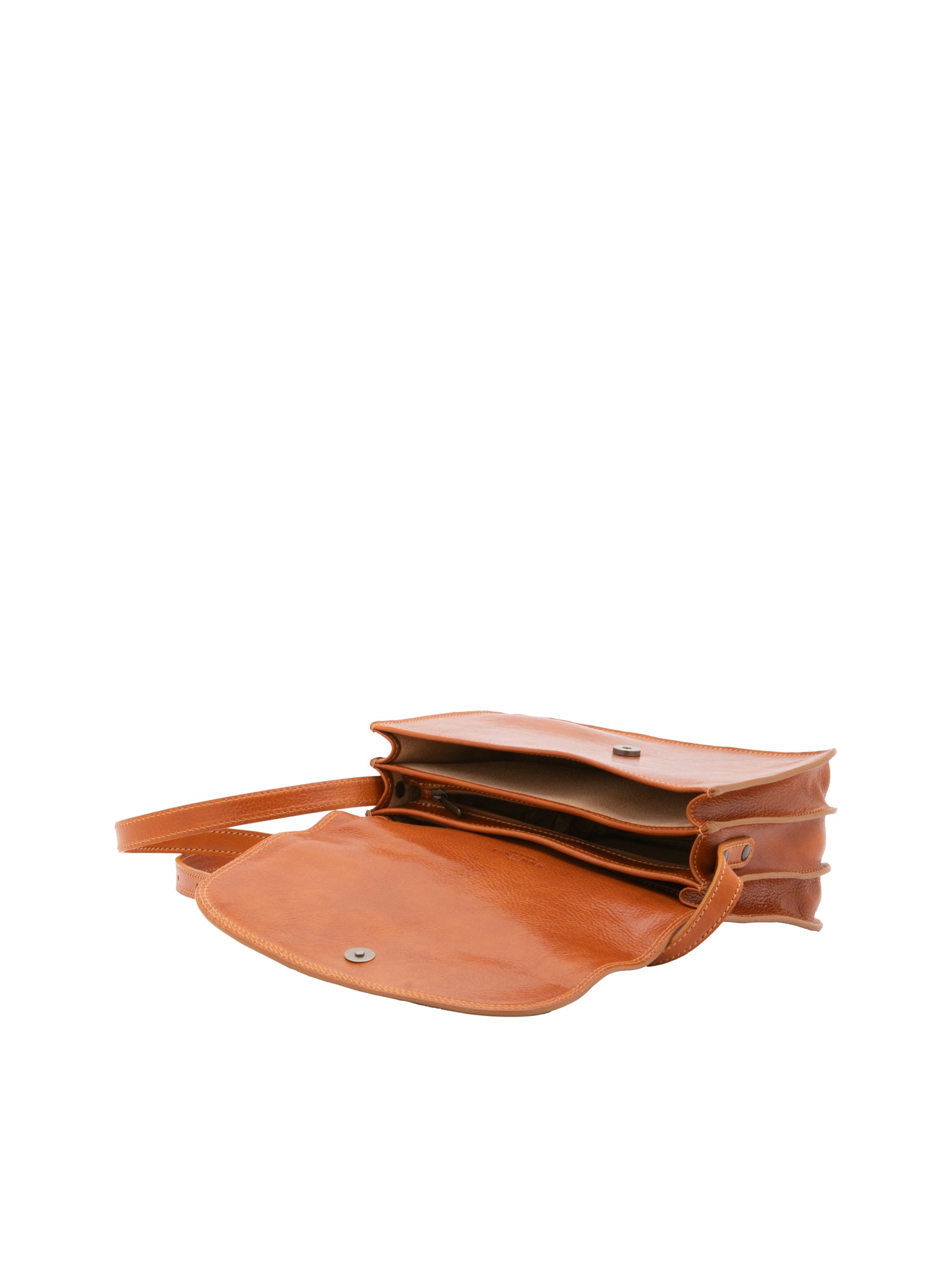 Crossbody bag I Fratelli Women Genuine leather -Rosso Cognac