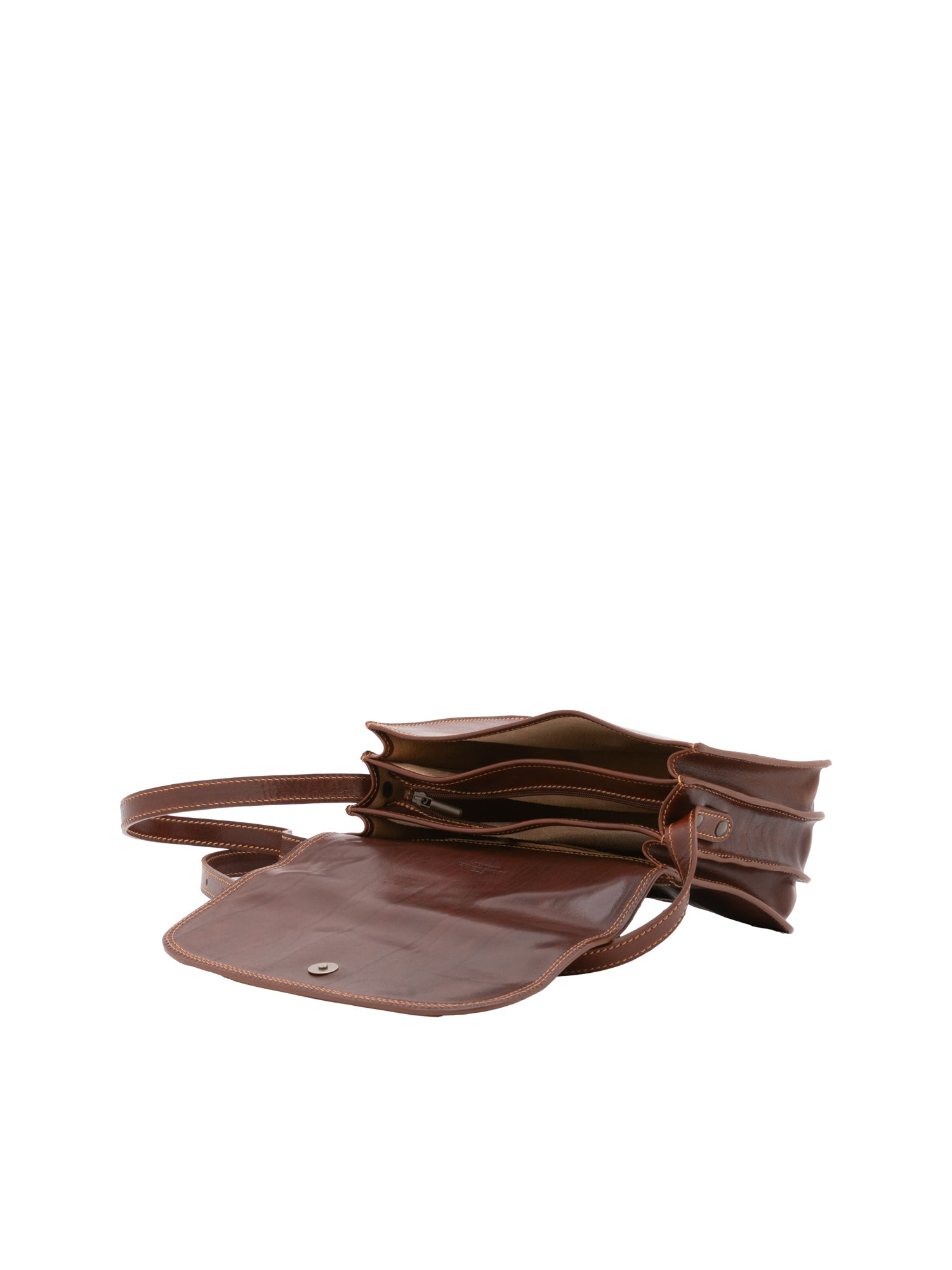 Crossbody bag I Fratelli Women Genuine leather -Rosso Marrone