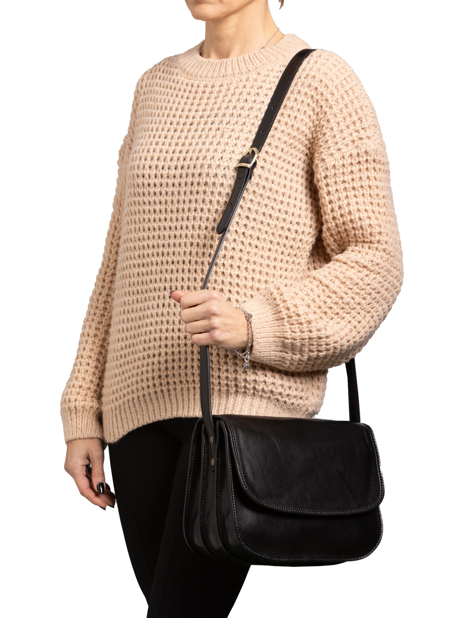 Crossbody bag I Fratelli Women Genuine leather -Rosso Nero
