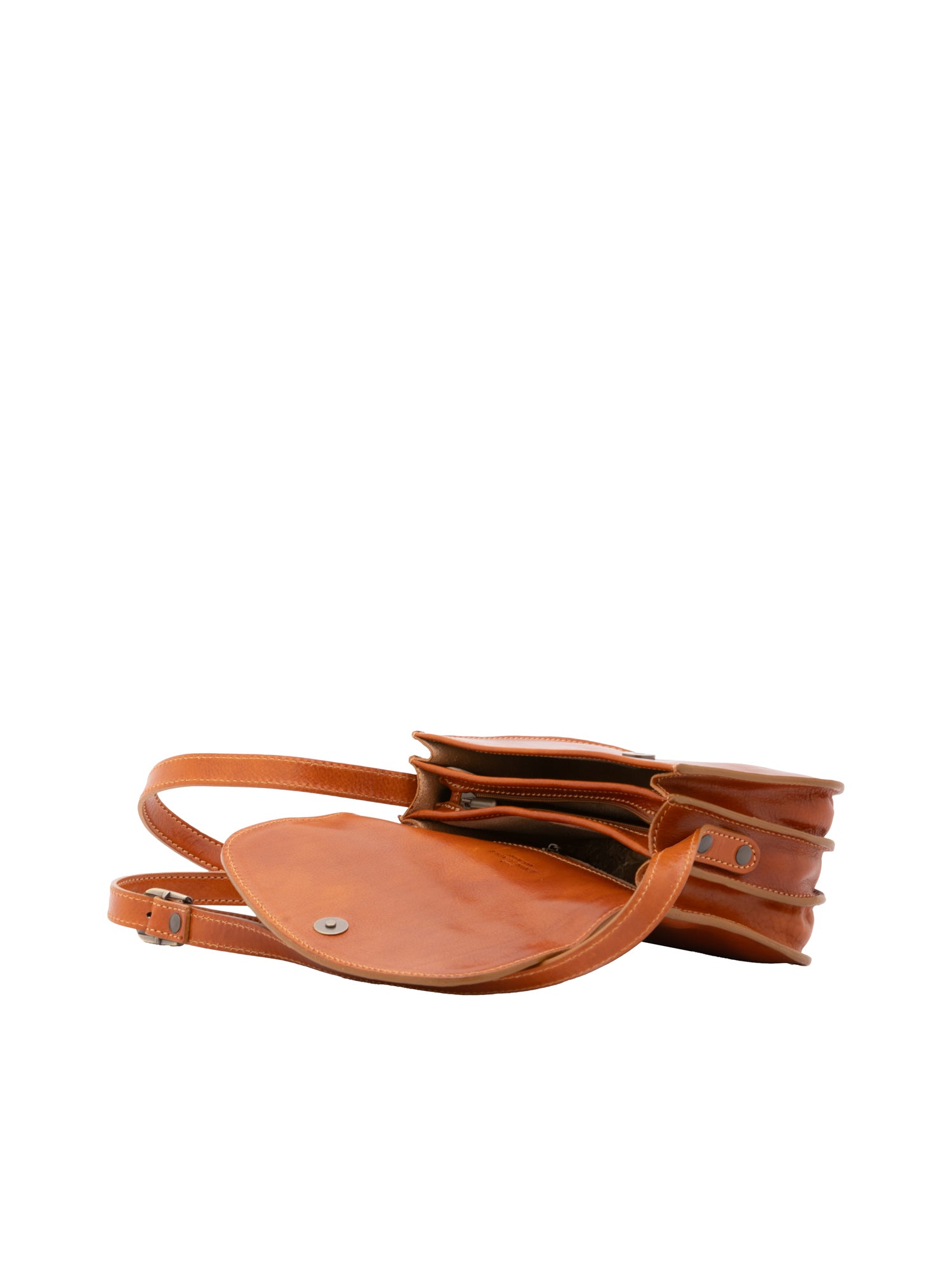 Crossbody bag I Fratelli Women Genuine leather -Rosso Cognac