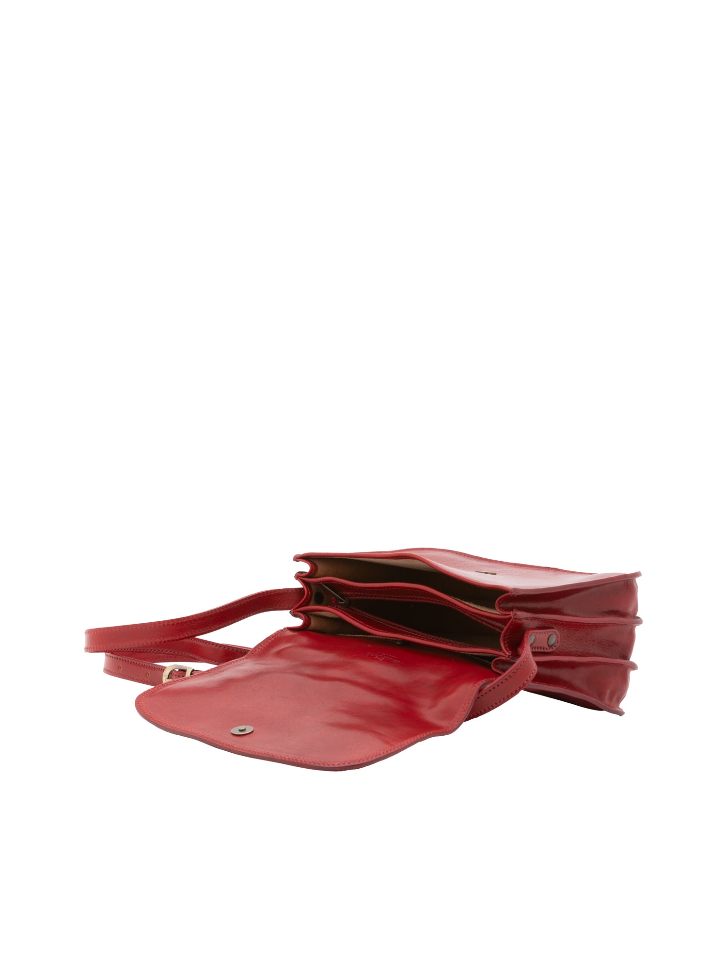 Crossbody bag I Fratelli Women Genuine leather -Rosso Rosso