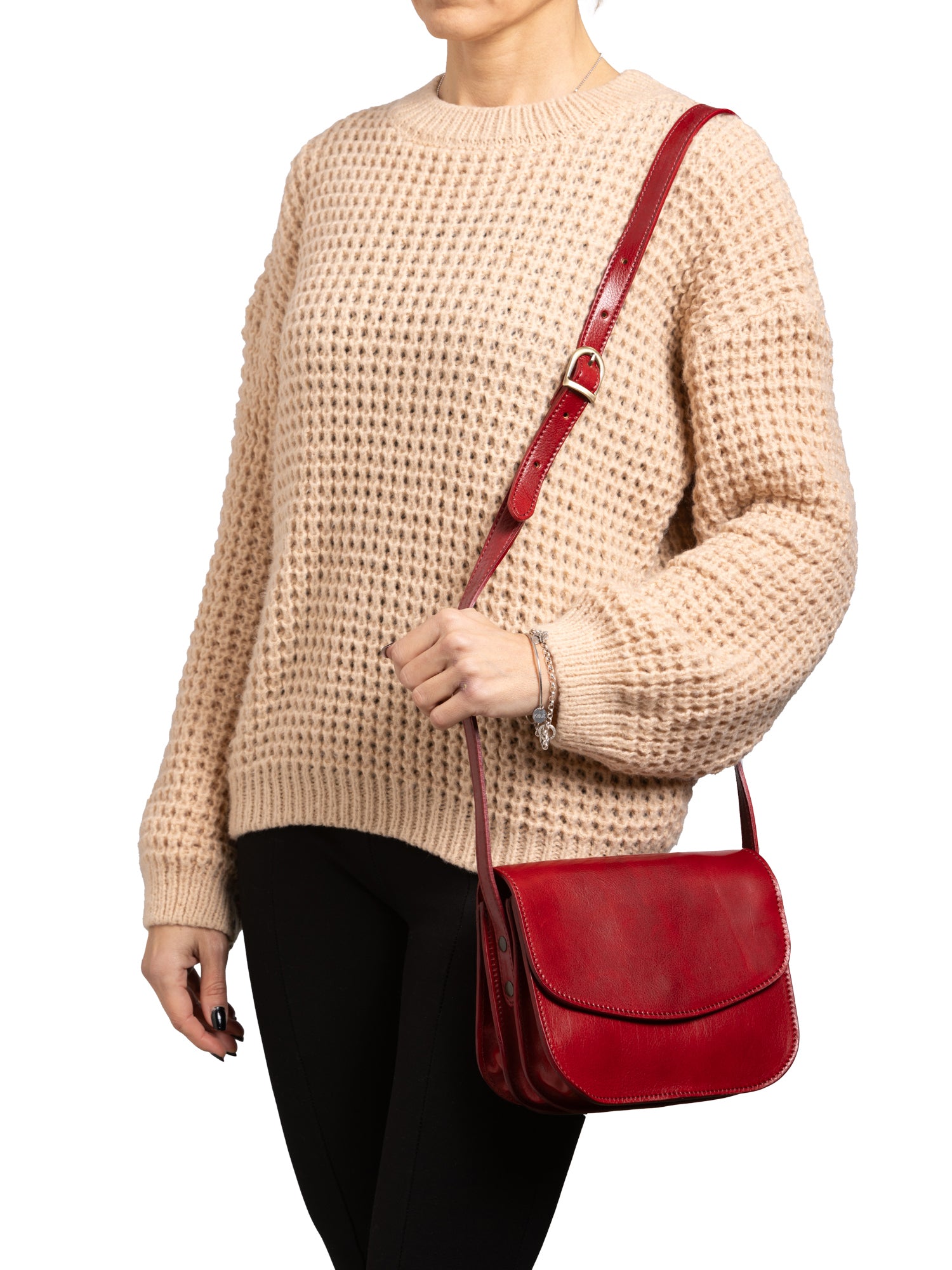Crossbody bag I Fratelli Women Genuine leather -Rosso Rosso