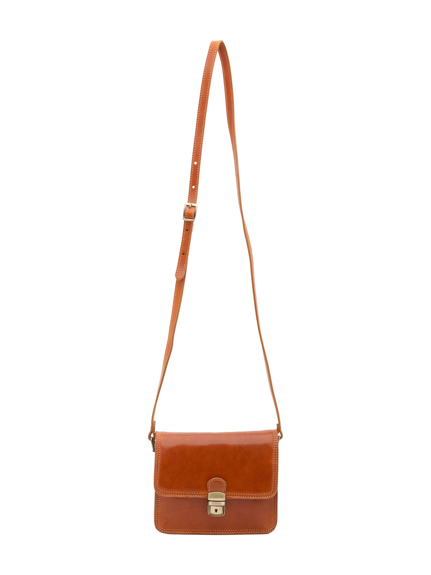 Crossbody bag I Fratelli Women Genuine leather -Rosso Cognac