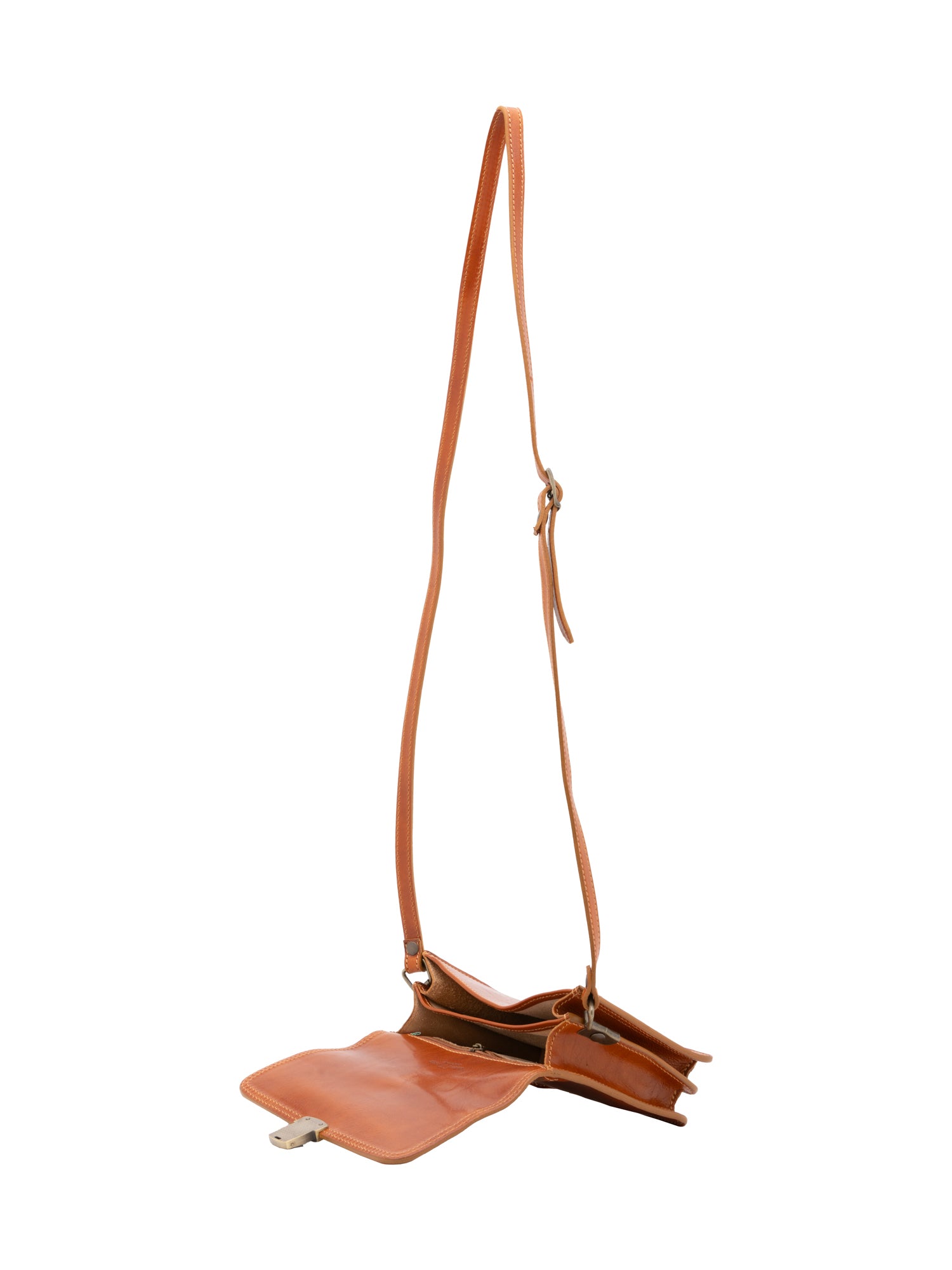 Crossbody bag I Fratelli Women Genuine leather -Rosso Cognac