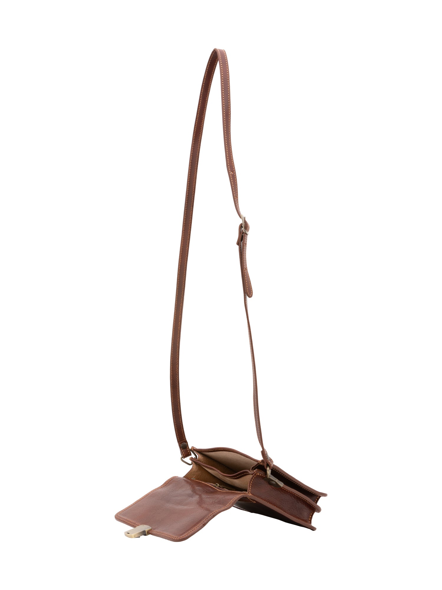 Crossbody bag I Fratelli Women Genuine leather -Rosso Marrone