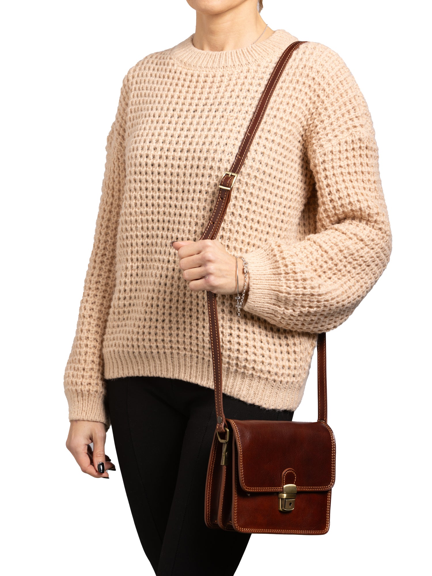 Crossbody bag I Fratelli Women Genuine leather -Rosso Marrone