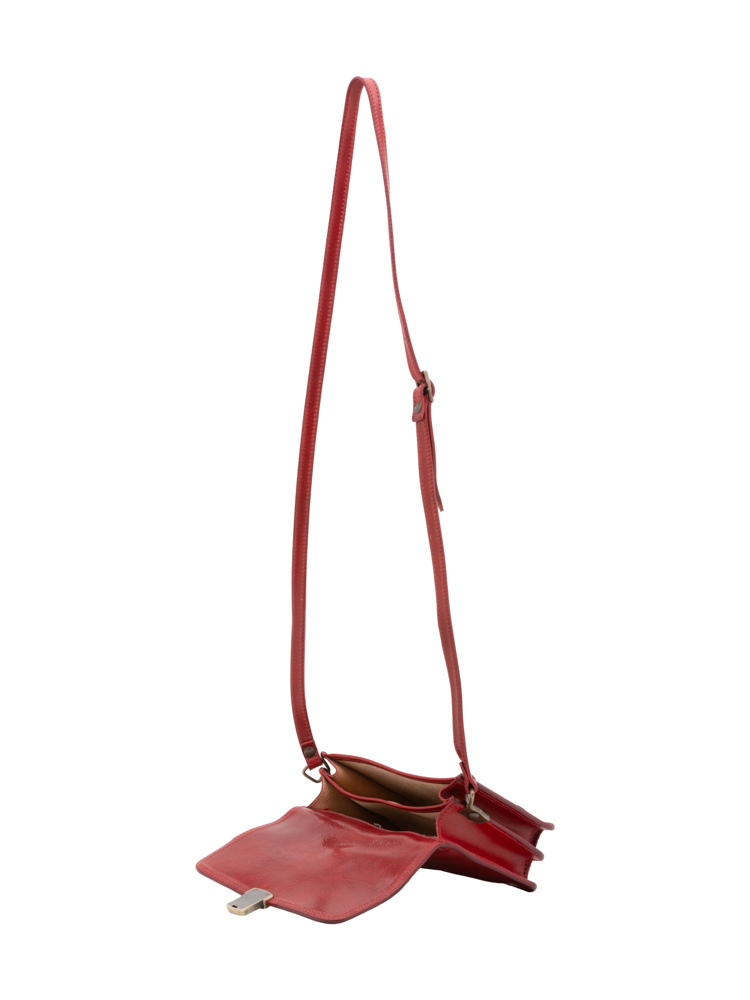 Crossbody bag I Fratelli Women Genuine leather -Rosso Rosso