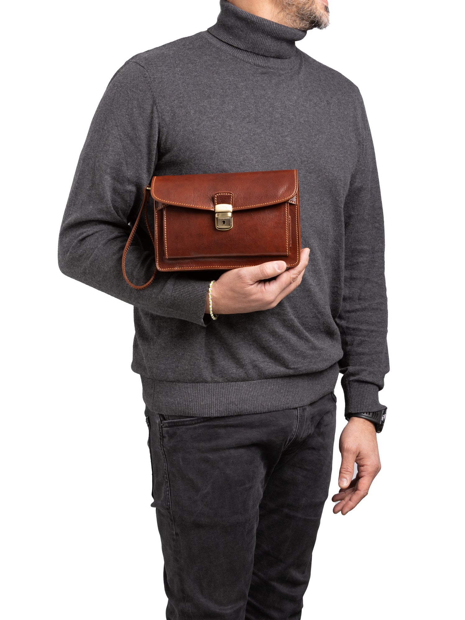 Handbag I Fratelli Men Genuine leather -Marrone Marrone