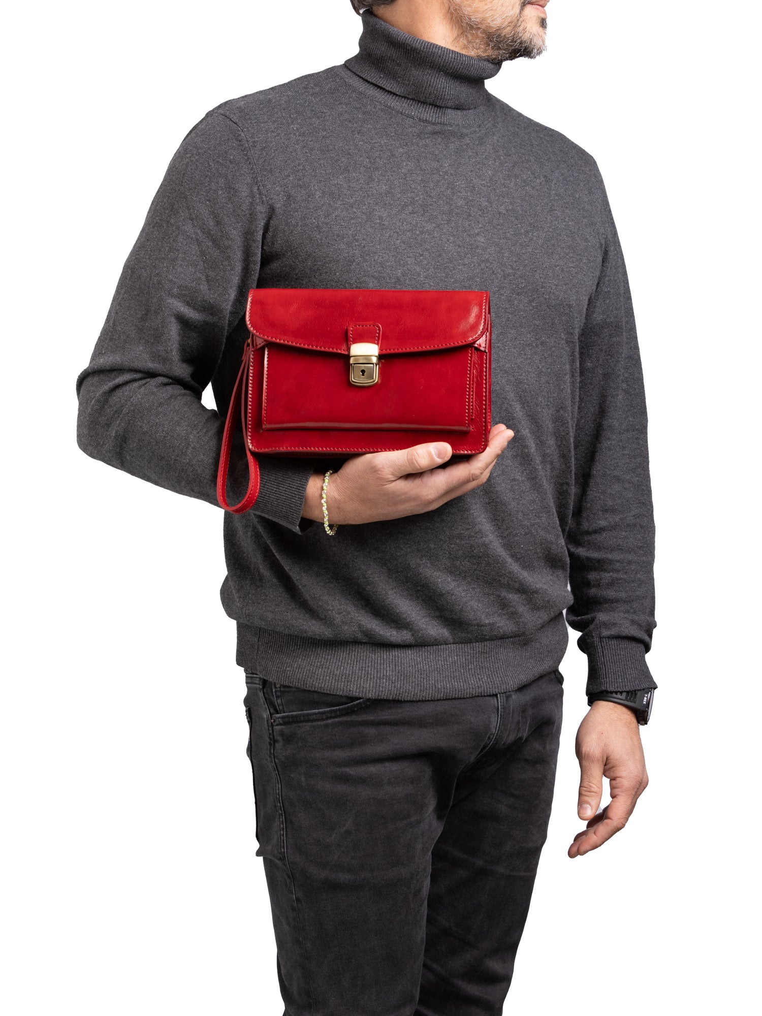 Handbag I Fratelli Men Genuine leather -Marrone Rosso