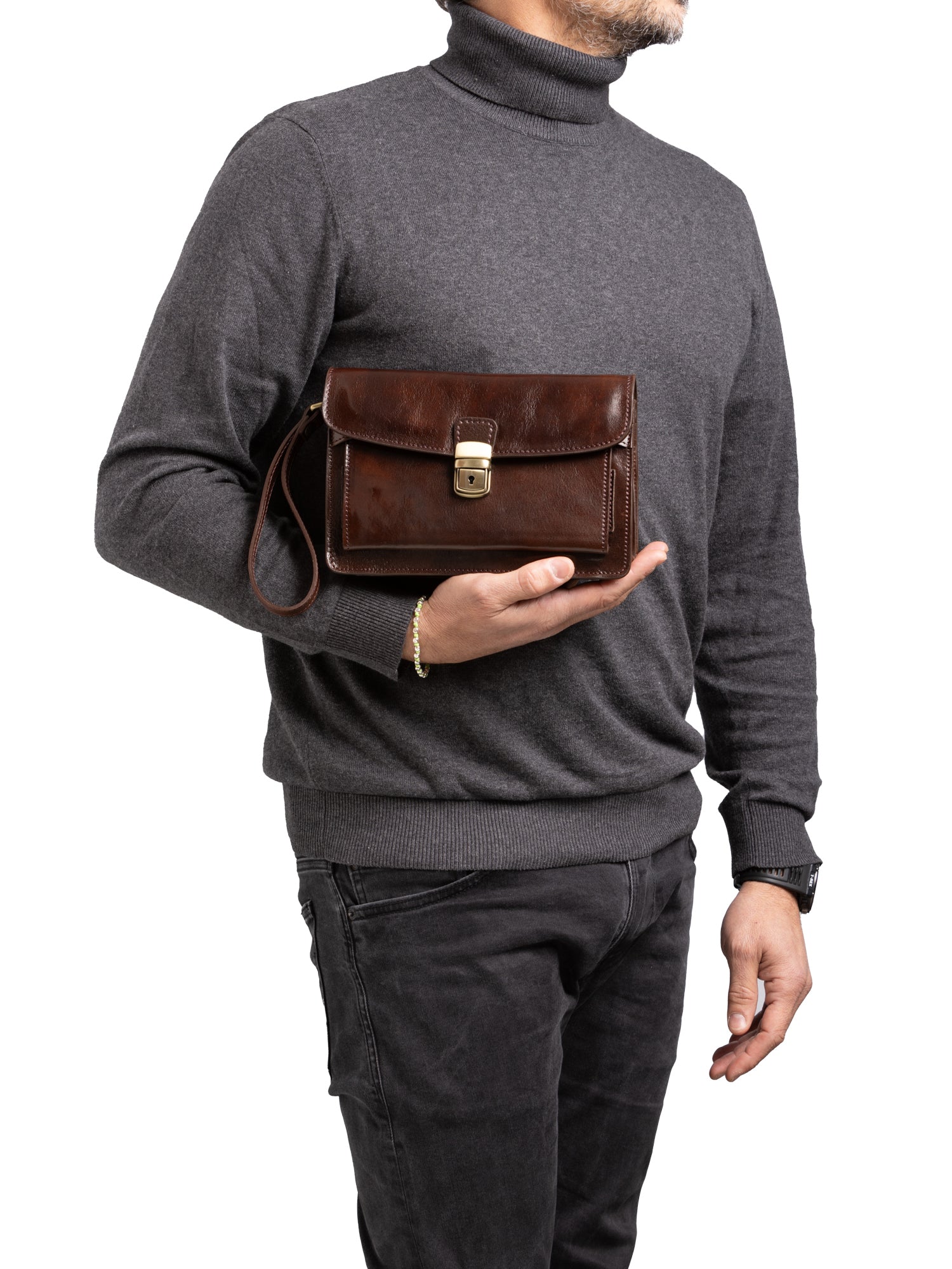 Handbag I Fratelli Men Genuine leather -Marrone Testa di moro