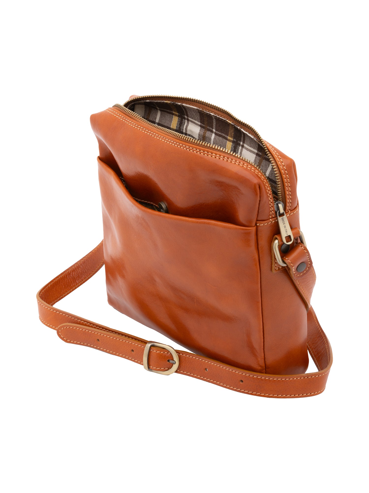 Crossbody bag I Fratelli Men Genuine leather -Verde Cognac