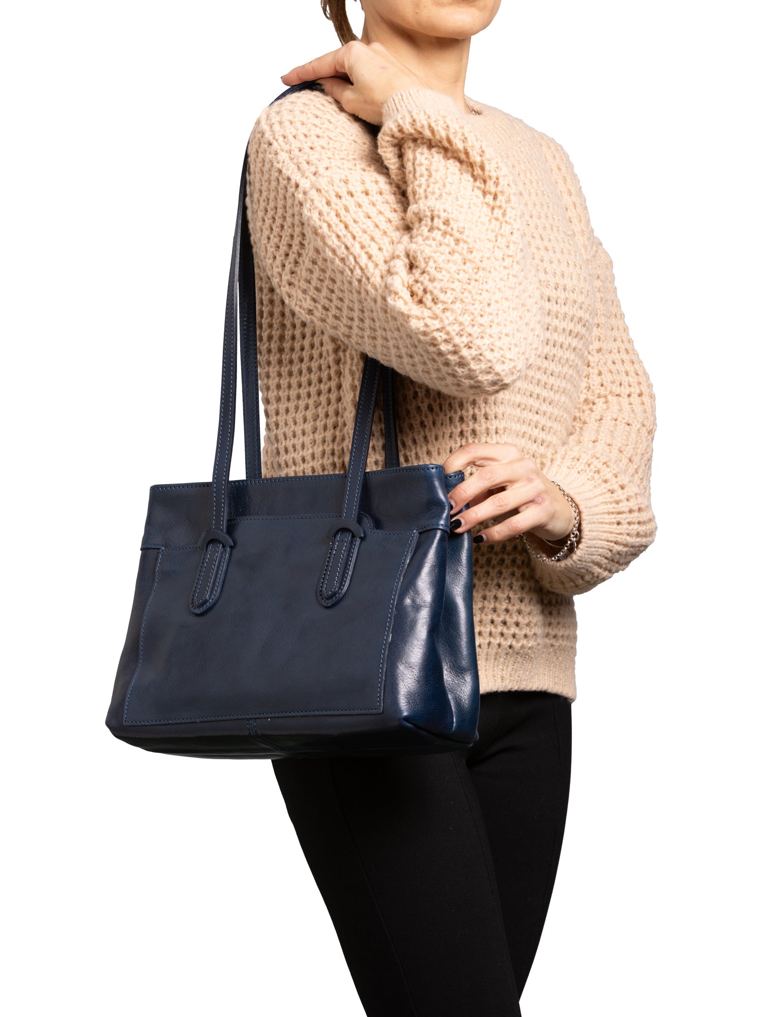 Shoulder Bag I Fratelli Women Genuine leather -Nero Blu