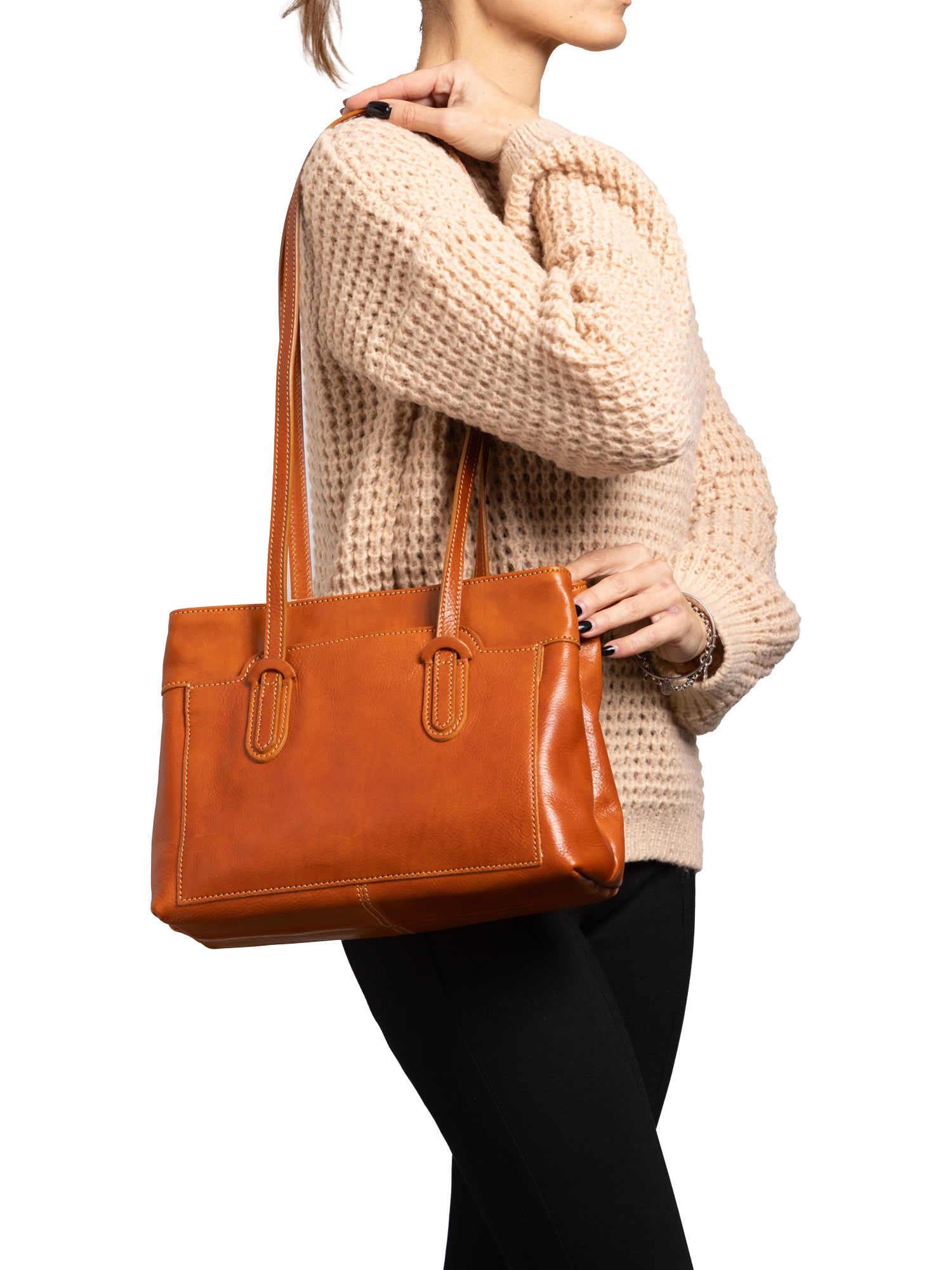 Shoulder Bag I Fratelli Women Genuine leather -Nero Cognac