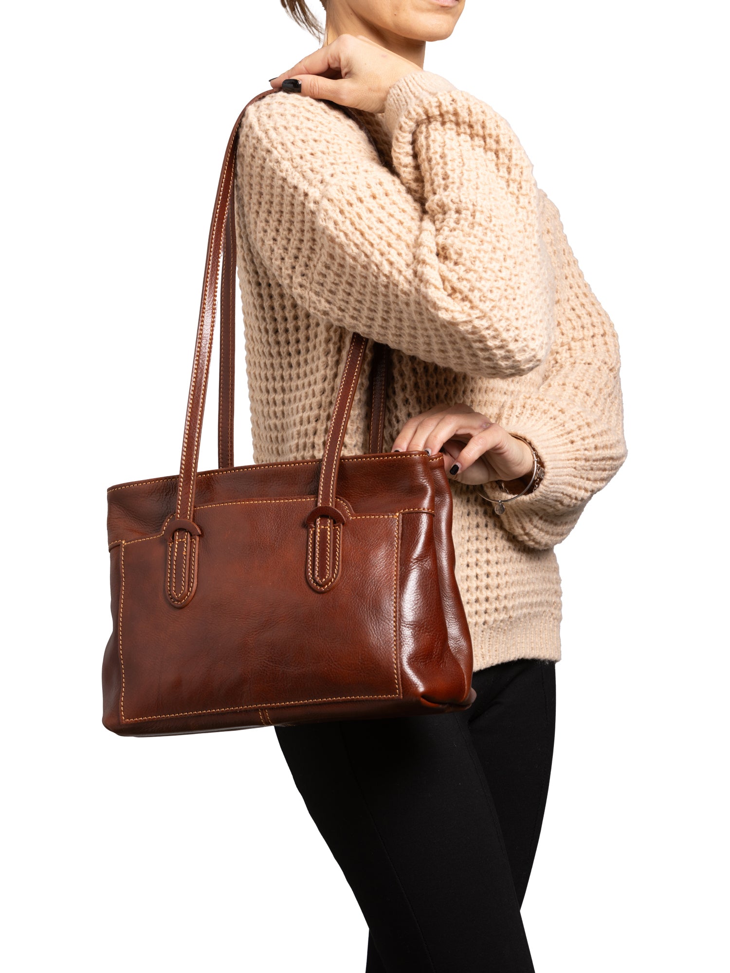 Shoulder Bag I Fratelli Women Genuine leather -Nero Marrone
