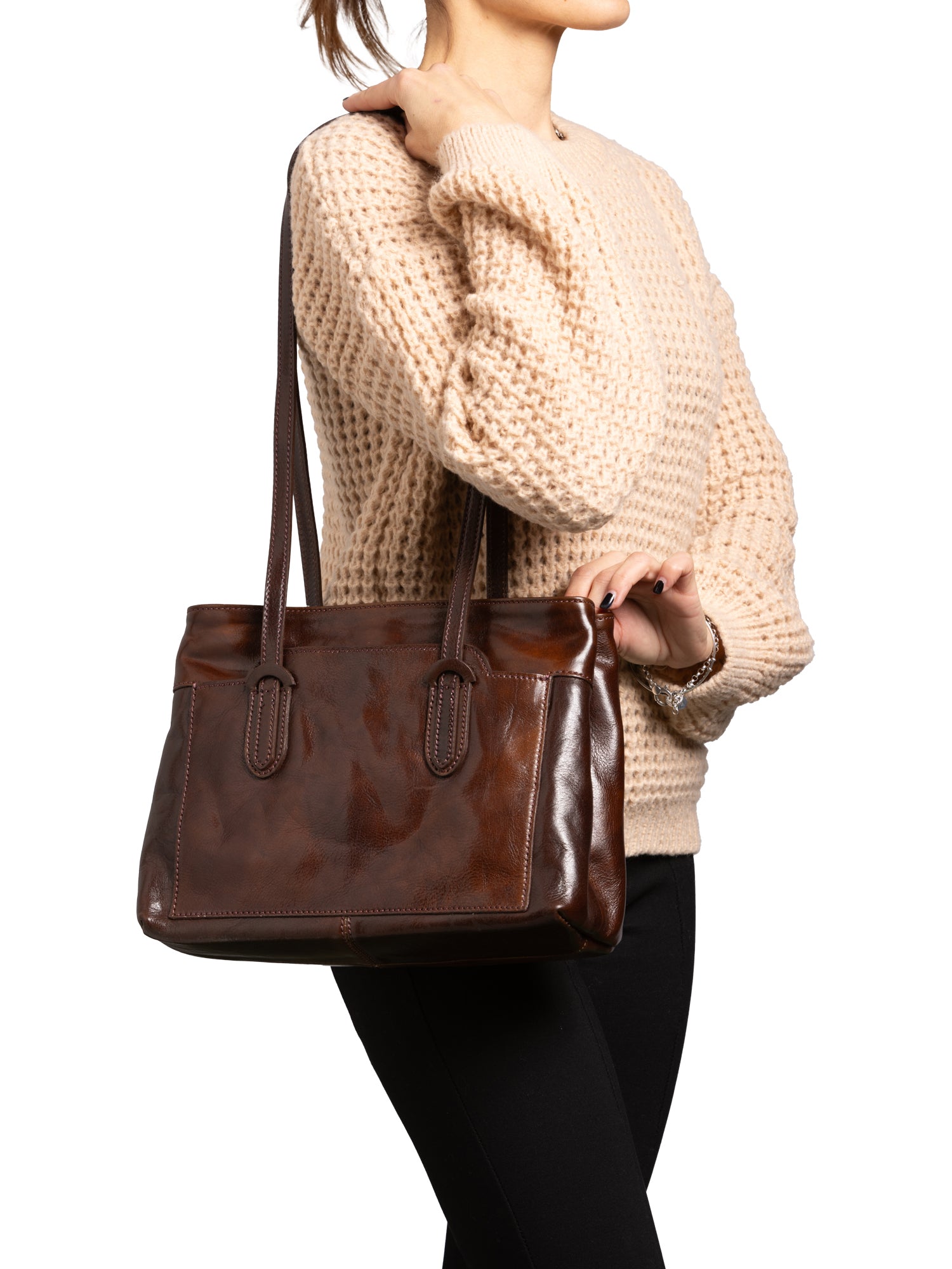 Shoulder Bag I Fratelli Women Genuine leather -Nero Testa di moro