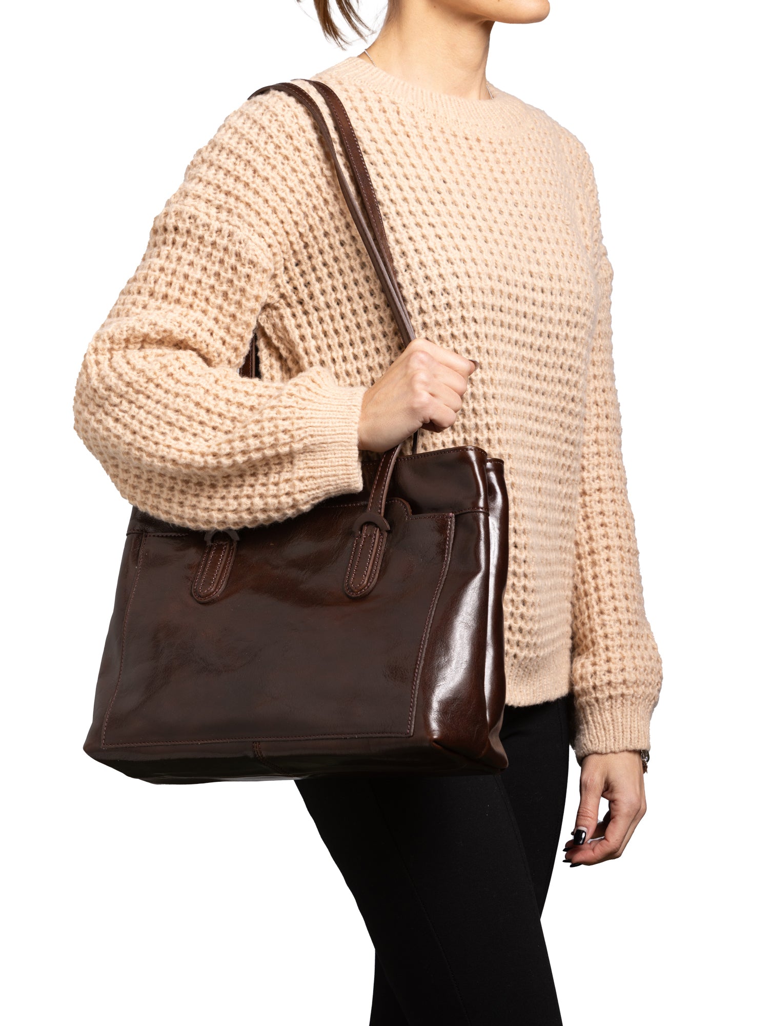 Shoulder Bag I Fratelli Women Genuine leather -Nero Testa di moro