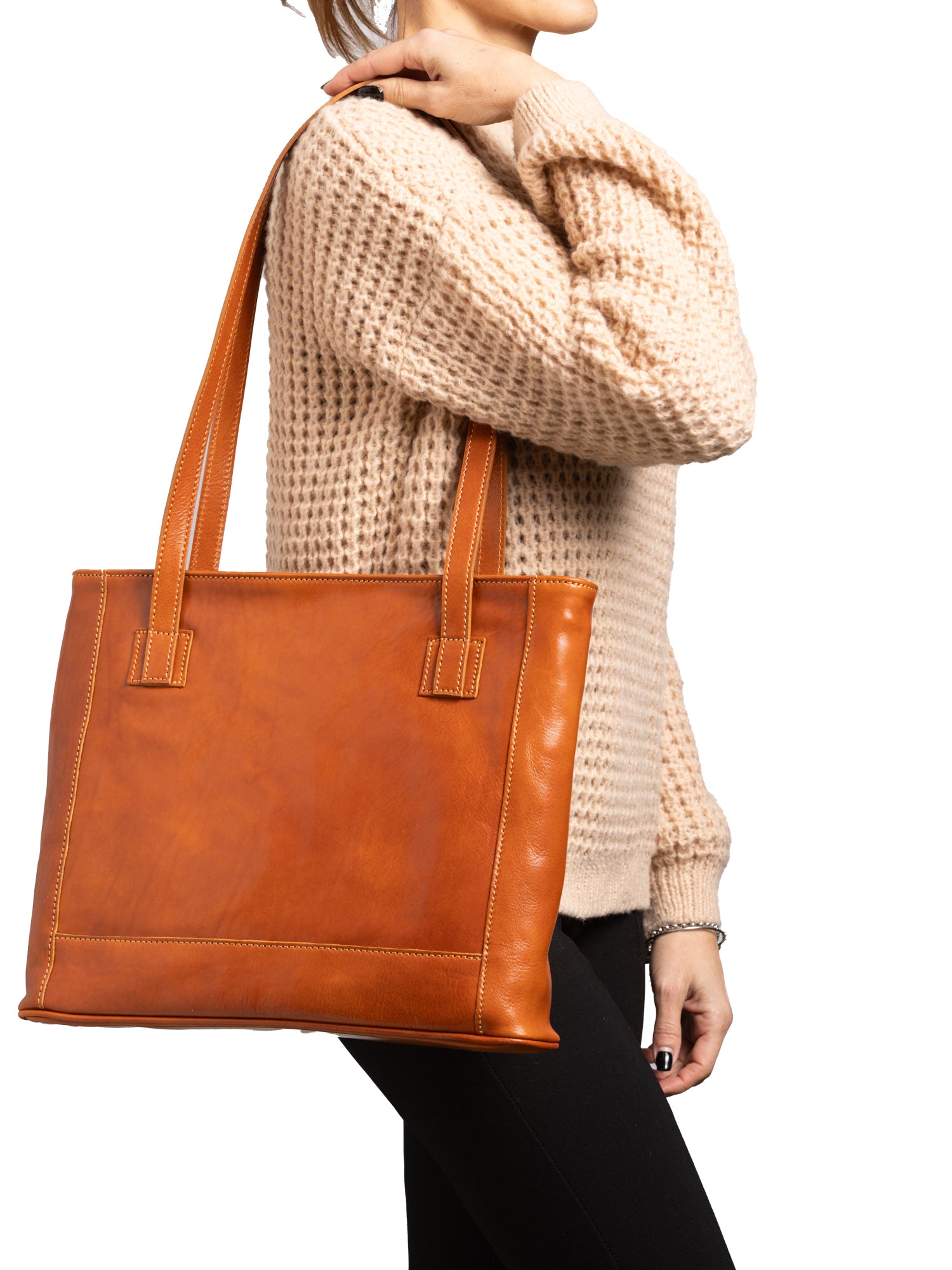 Shoulder Bag I Fratelli Women Genuine leather -Cognac Cognac
