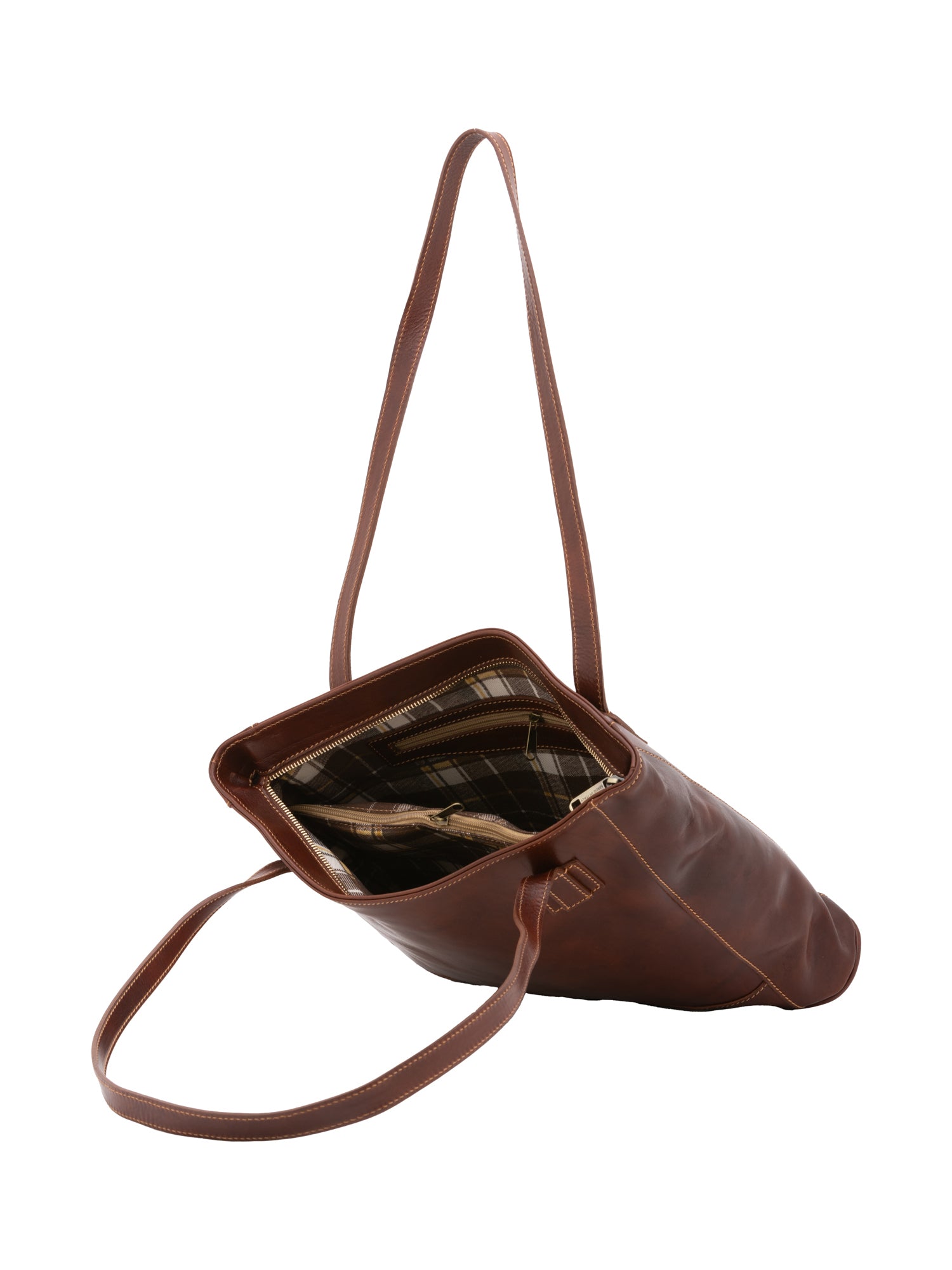 Shoulder Bag I Fratelli Women Genuine leather -Cognac Marrone