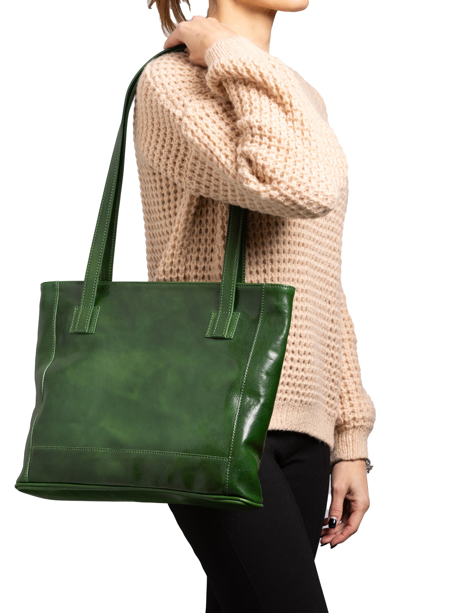 Shoulder Bag I Fratelli Women Genuine leather -Cognac Verde