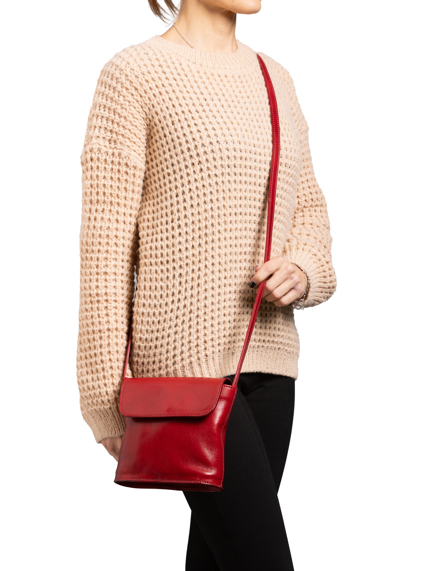 Crossbody bag I Fratelli Men Genuine leather -Marrone Rosso