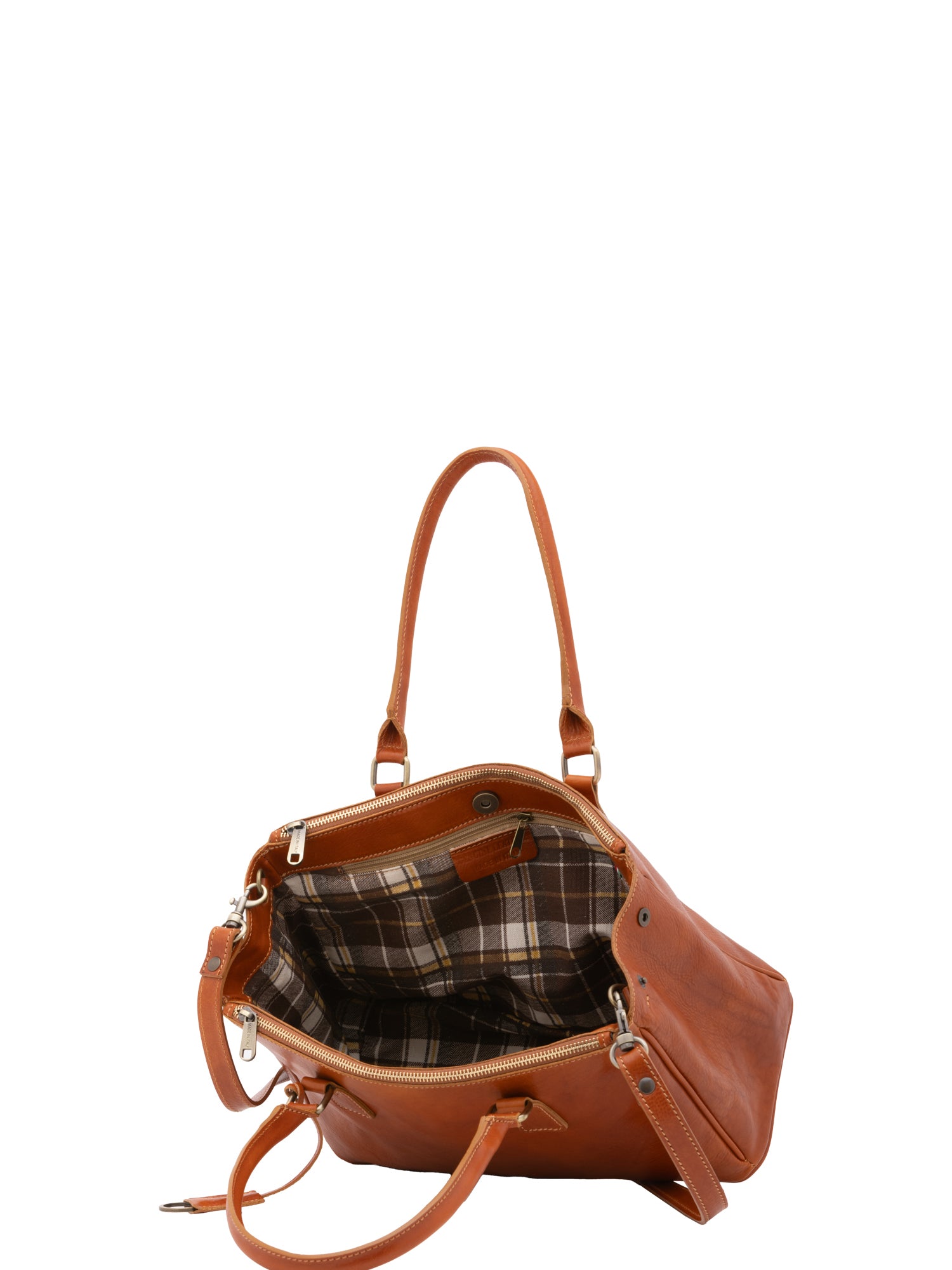 Crossbody bag I Fratelli Women Genuine leather -Marrone Cognac