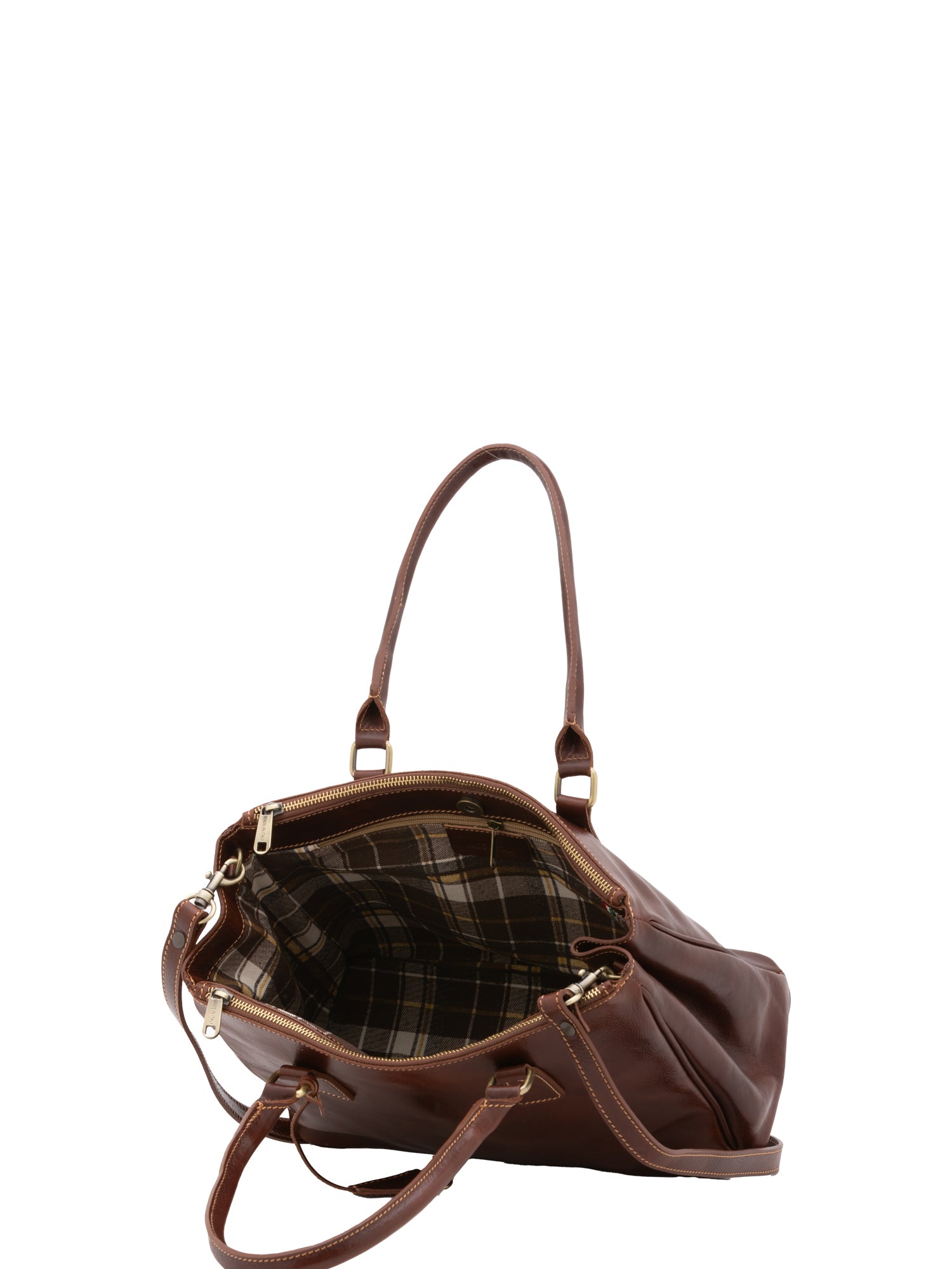 Crossbody bag I Fratelli Women Genuine leather -Marrone Marrone