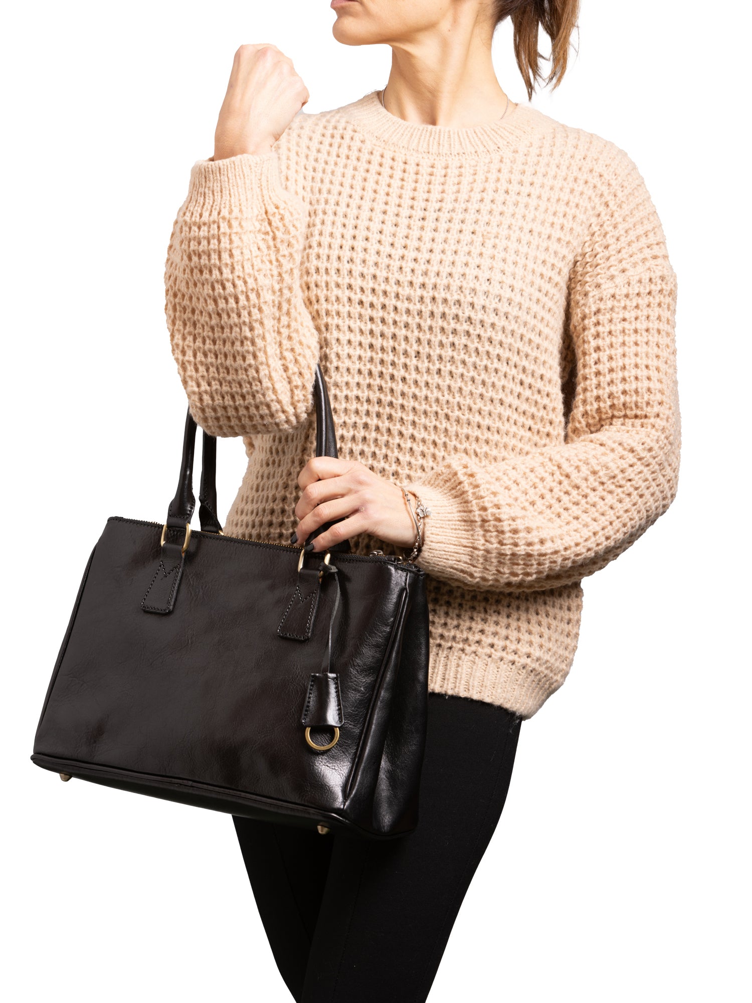 Crossbody bag I Fratelli Women Genuine leather -Marrone Nero