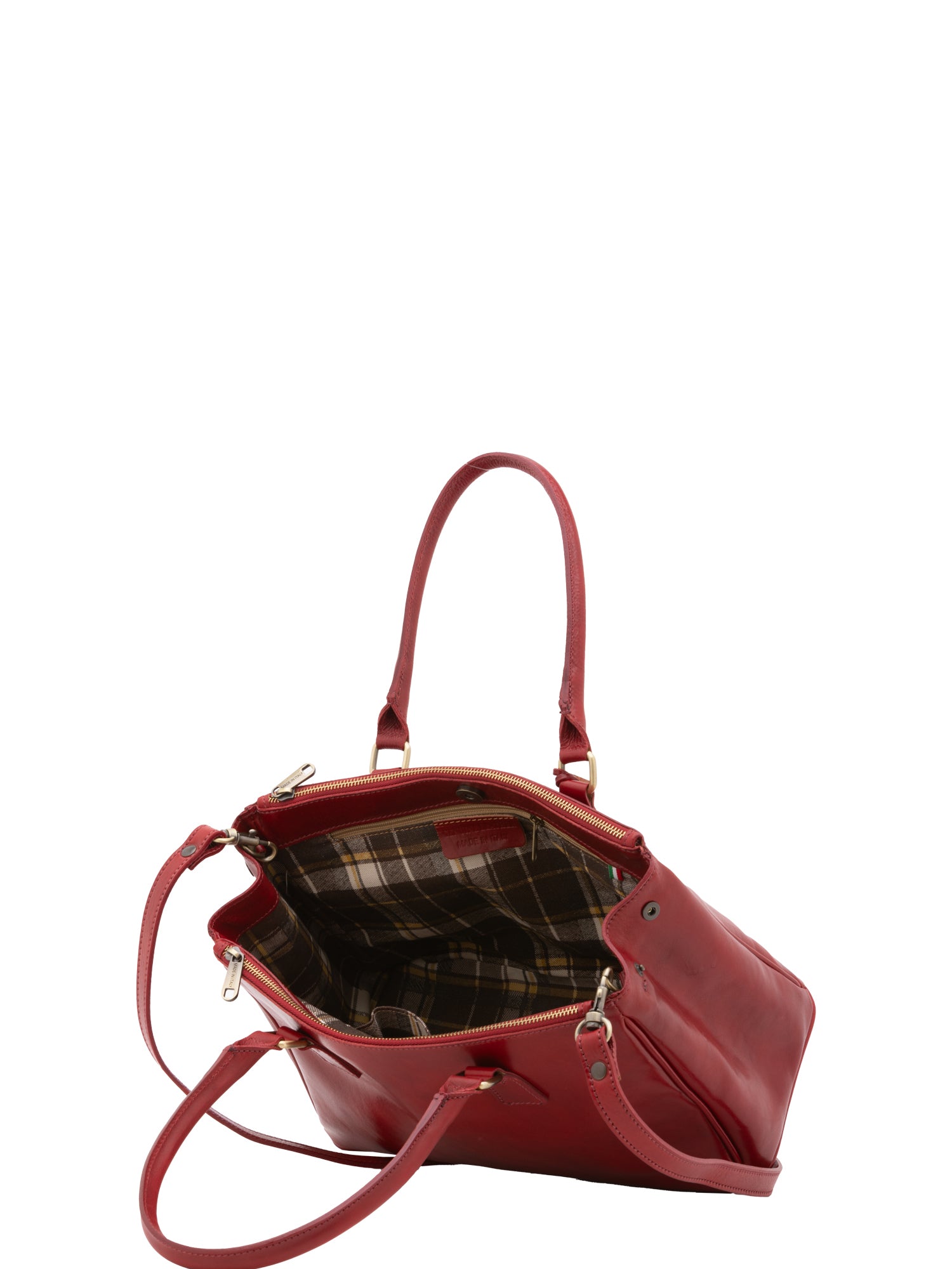 Crossbody bag I Fratelli Women Genuine leather -Marrone Rosso