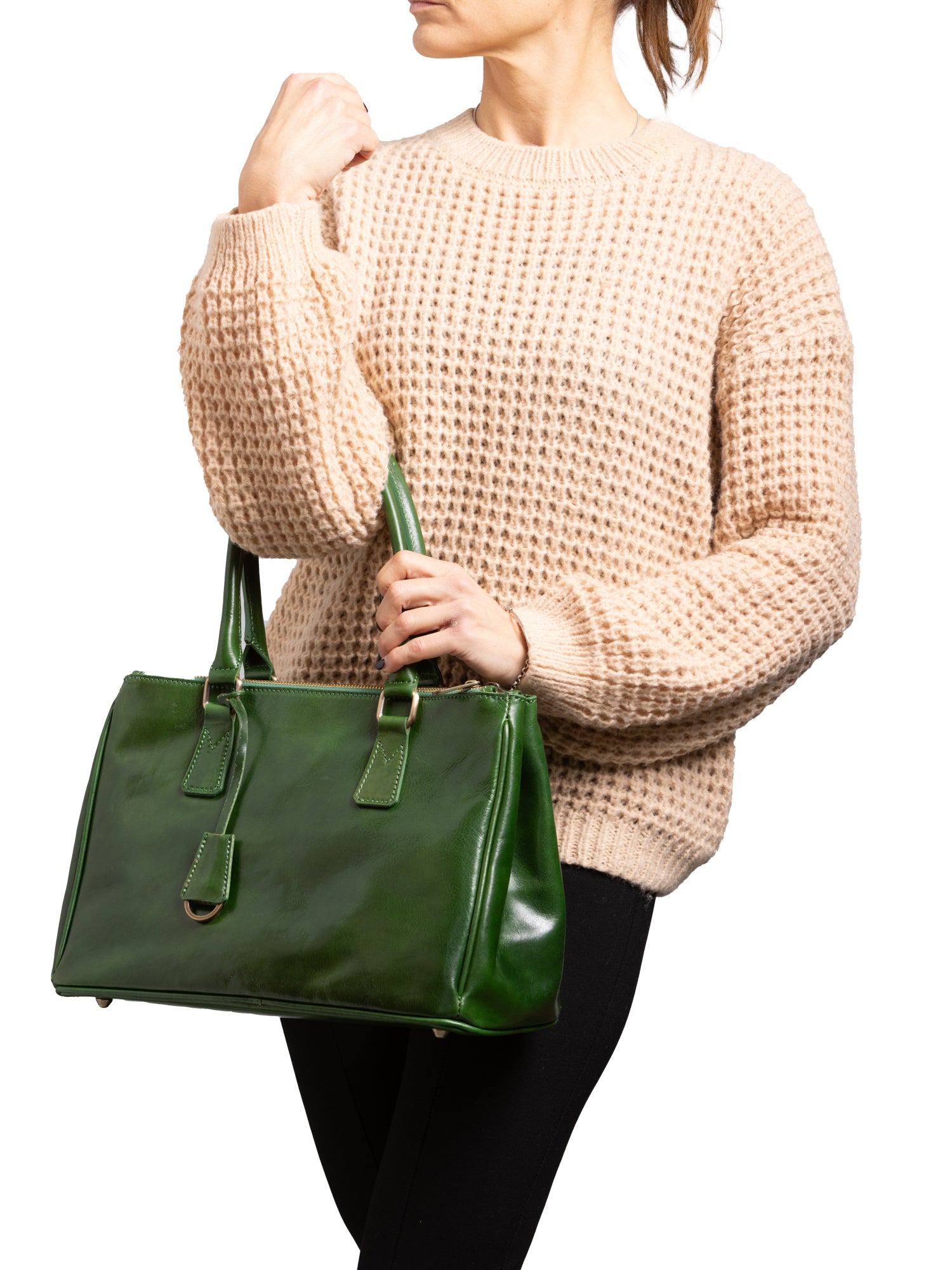 Crossbody bag I Fratelli Women Genuine leather -Marrone Verde