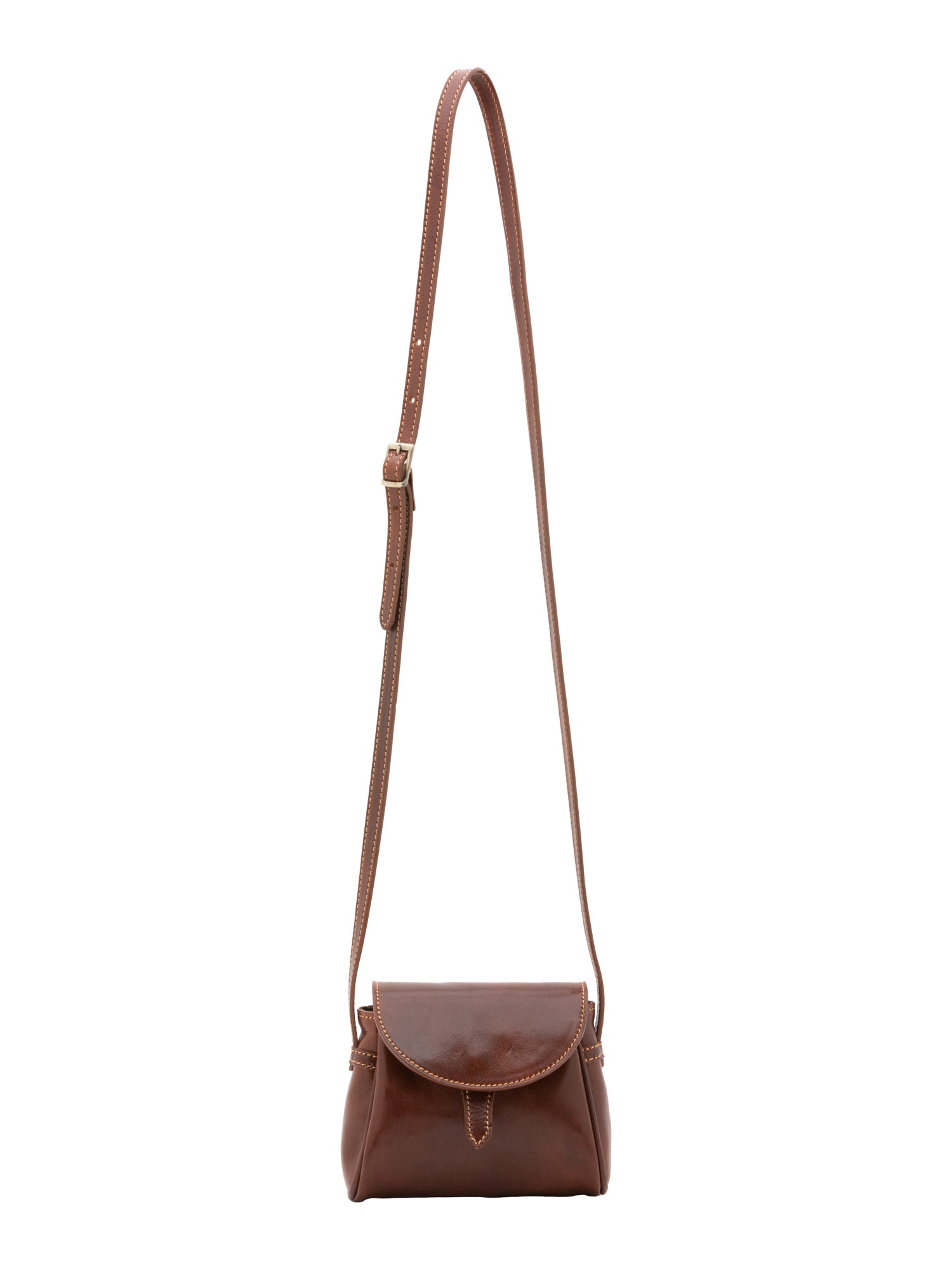 Crossbody bag I Fratelli Women Genuine leather -Cognac Marrone