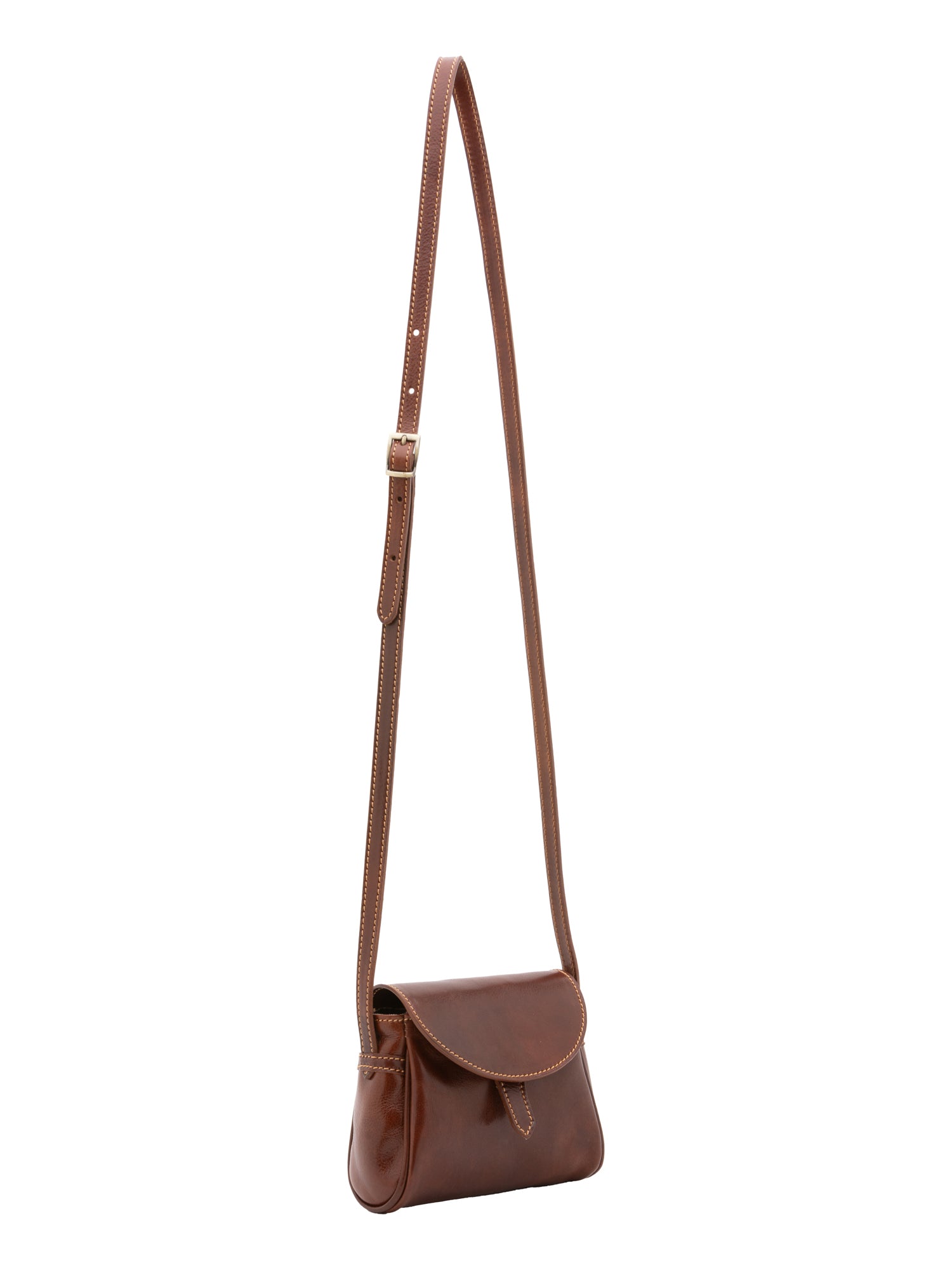 Crossbody bag I Fratelli Women Genuine leather -Cognac Marrone
