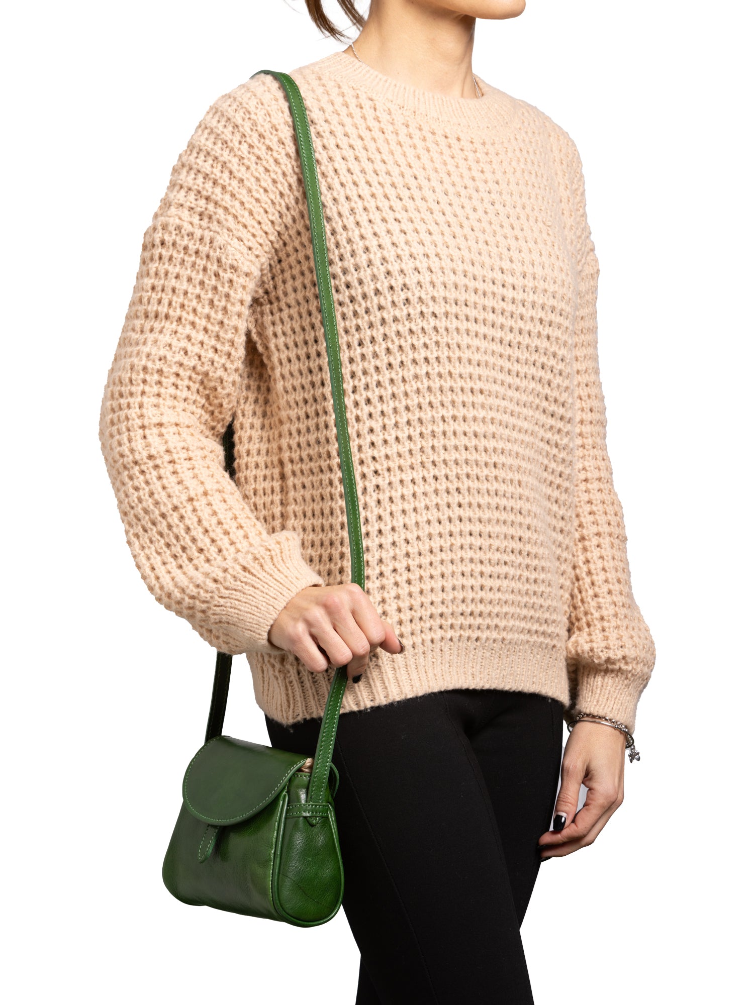 Crossbody bag I Fratelli Women Genuine leather -Cognac Verde
