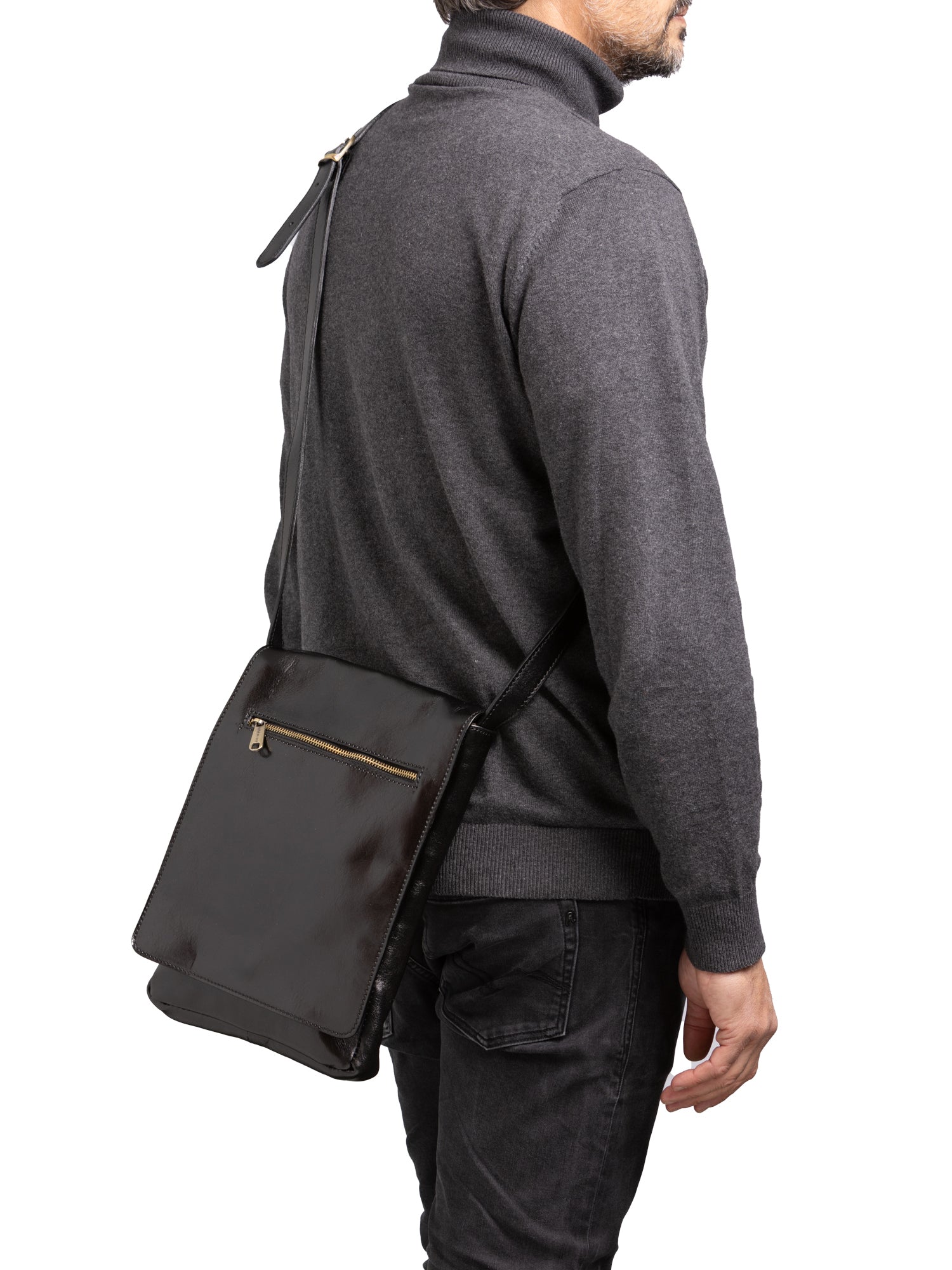 Crossbody bag I Fratelli Men Genuine leather -Nero Nero