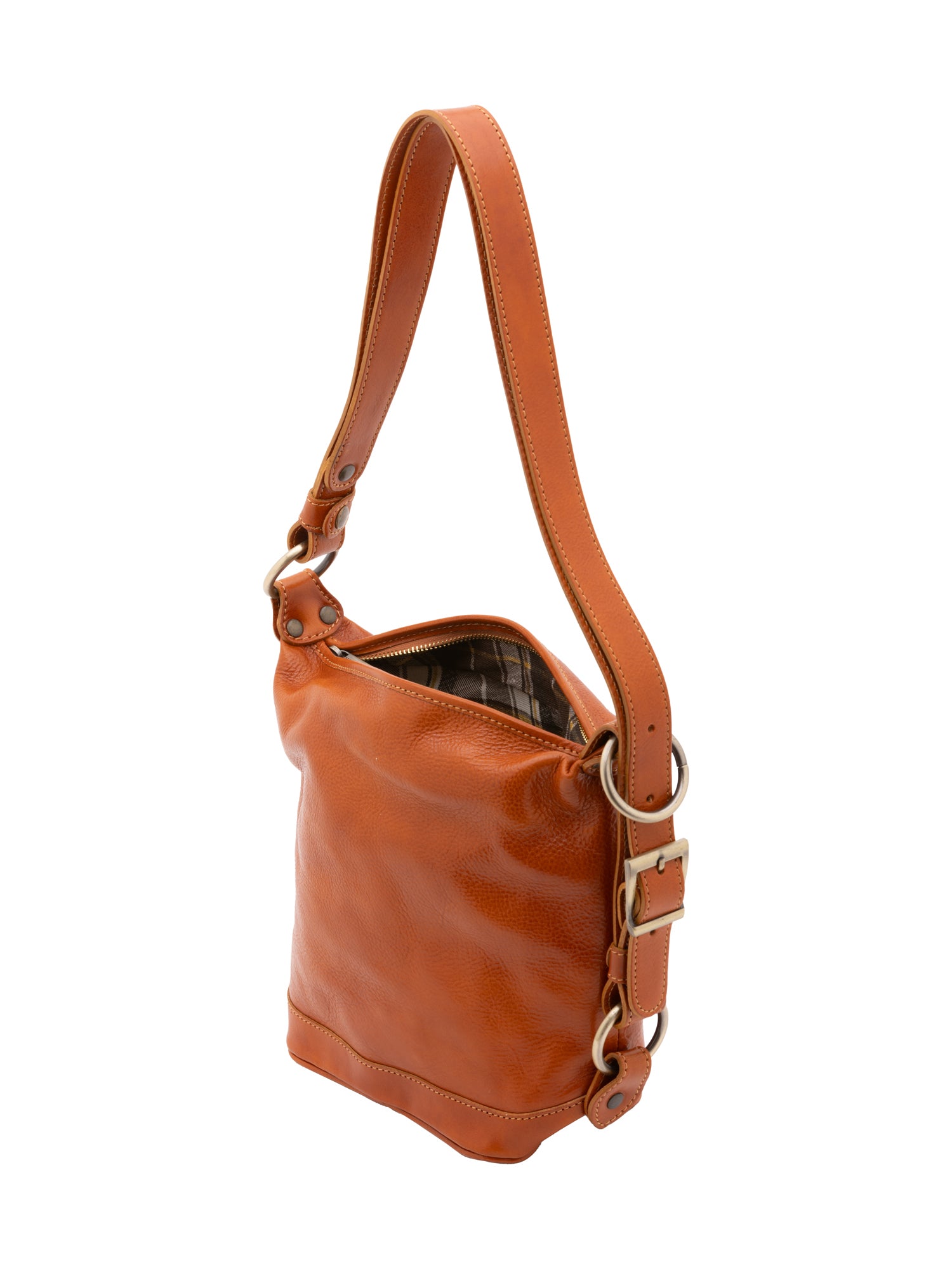 Bucket bag I Fratelli Women Genuine leather -Nero Cognac