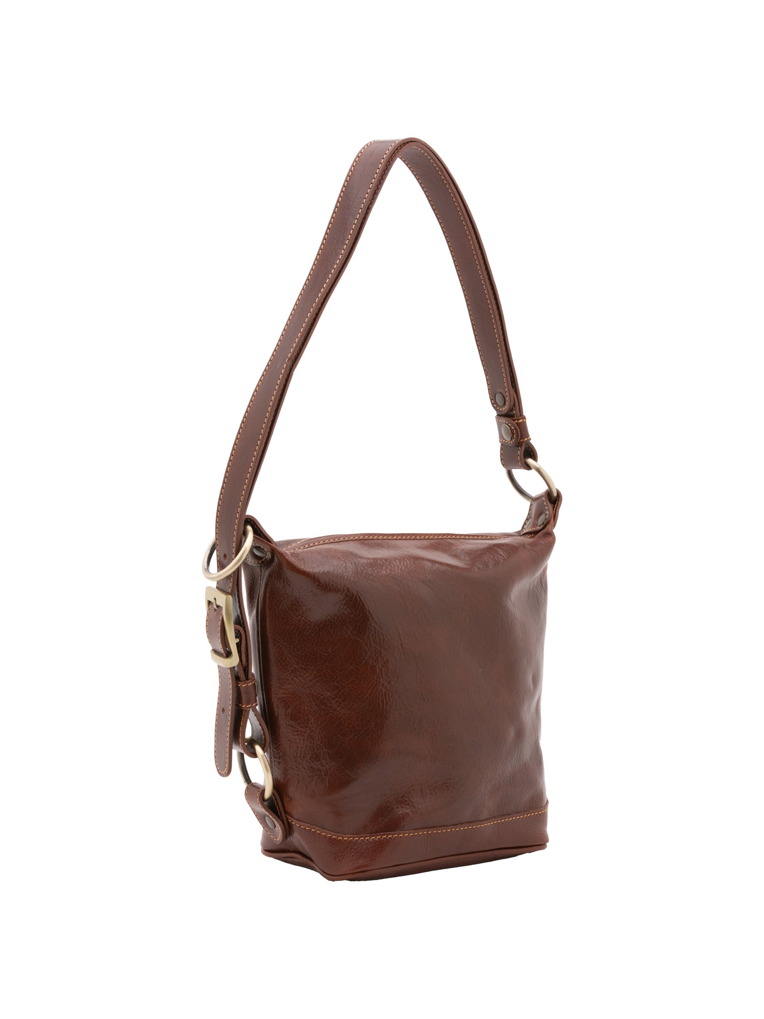Bucket bag I Fratelli Women Genuine leather -Nero Marrone