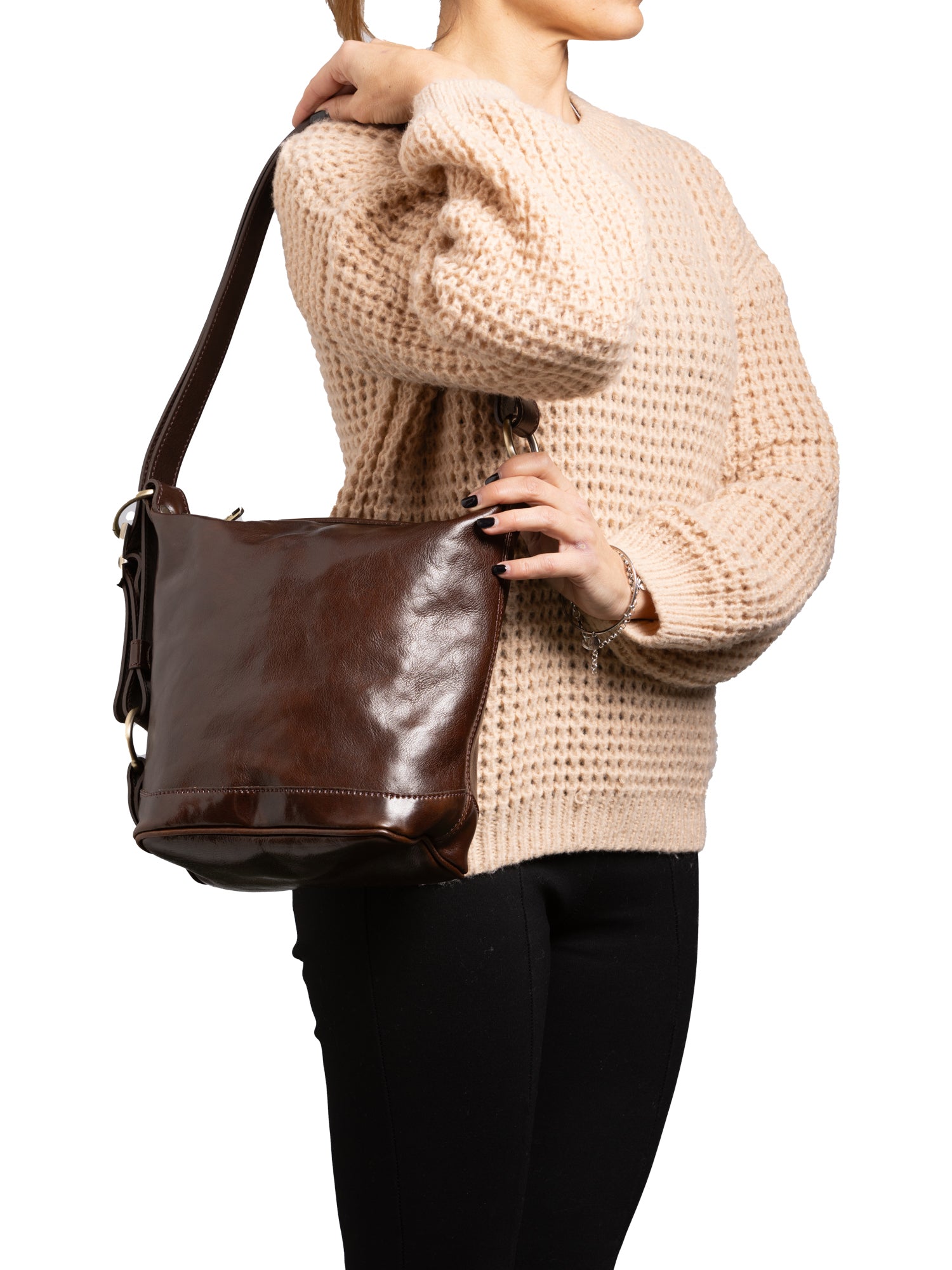 Bucket bag I Fratelli Women Genuine leather -Nero Marrone