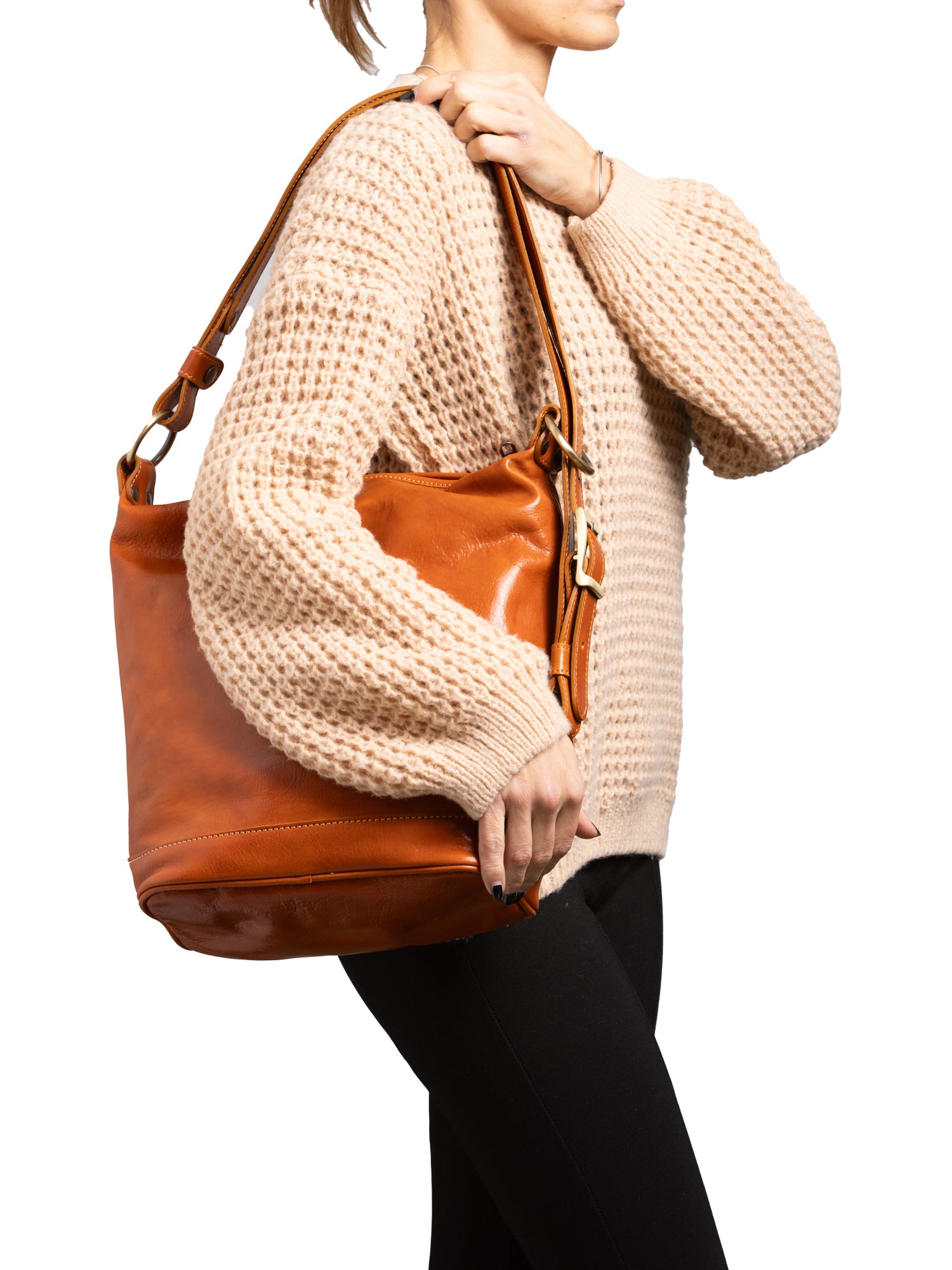 Bucket bag I Fratelli Women Genuine leather -Tmoro Cognac