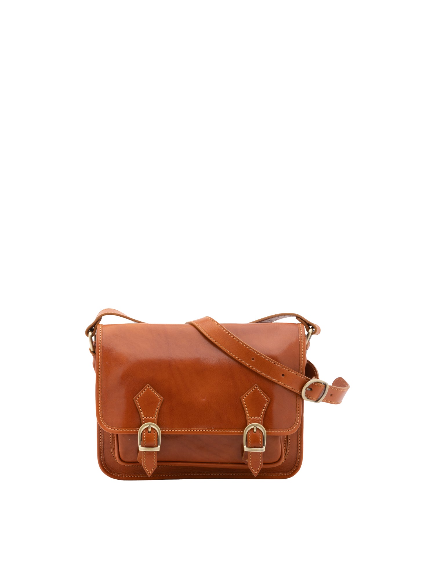 Crossbody bag I Fratelli Women Genuine leather -Blu Cognac