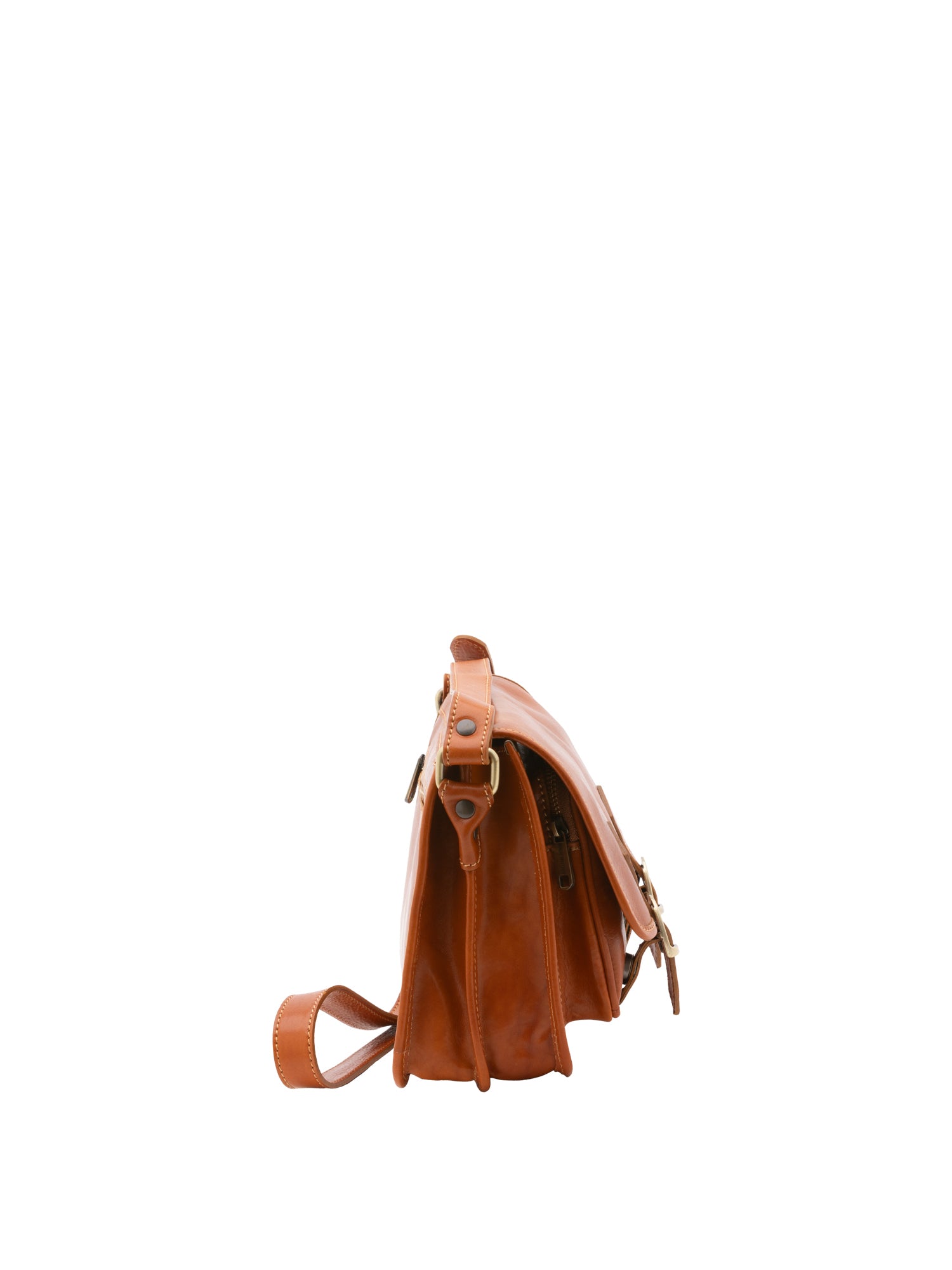 Crossbody bag I Fratelli Women Genuine leather -Blu Cognac