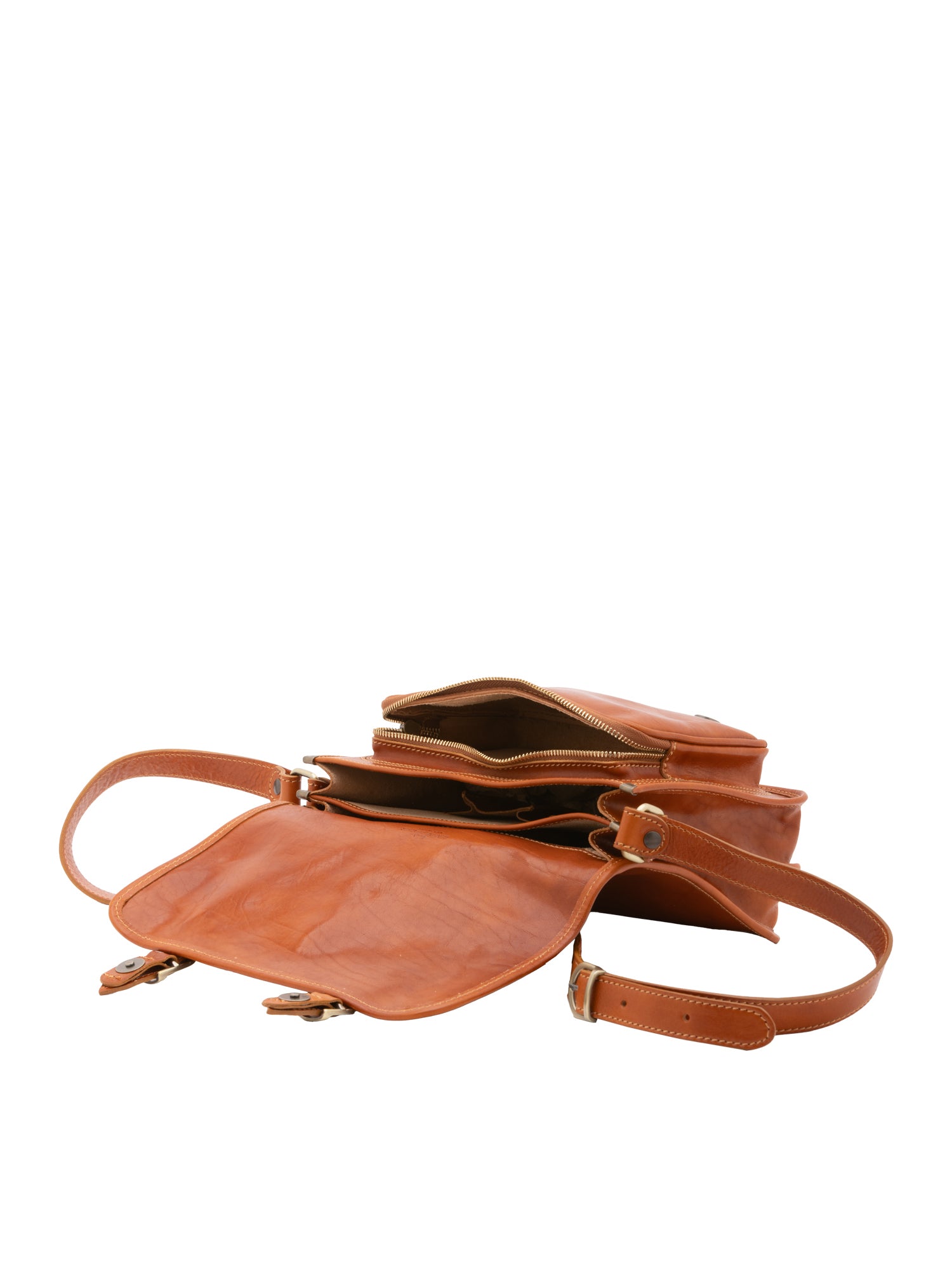 Crossbody bag I Fratelli Women Genuine leather -Blu Cognac