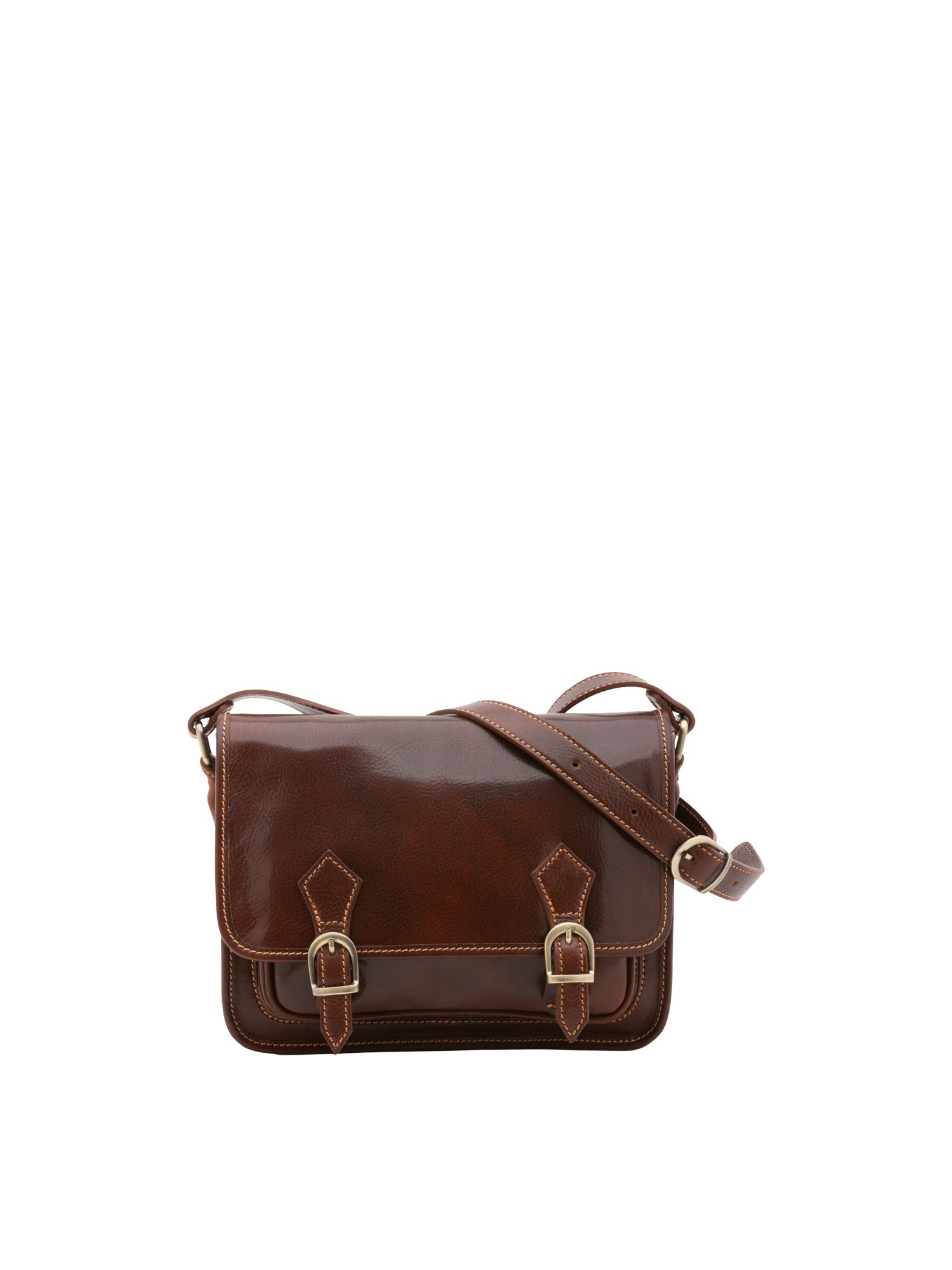 Crossbody bag I Fratelli Women Genuine leather -Blu Marrone