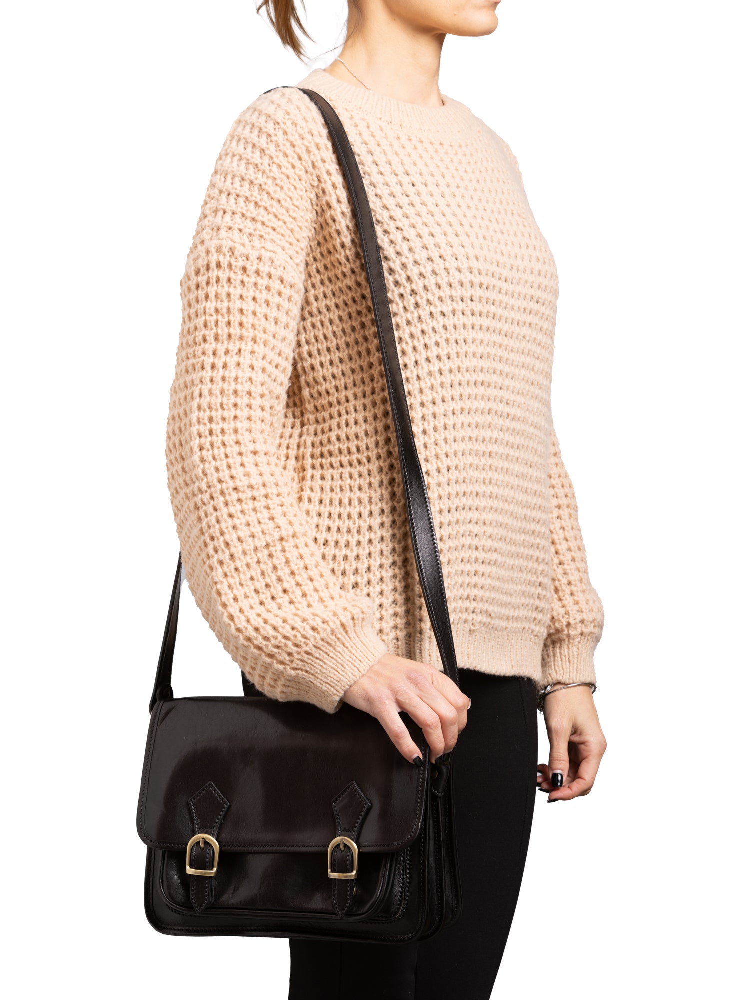 Crossbody bag I Fratelli Women Genuine leather -Blu Nero