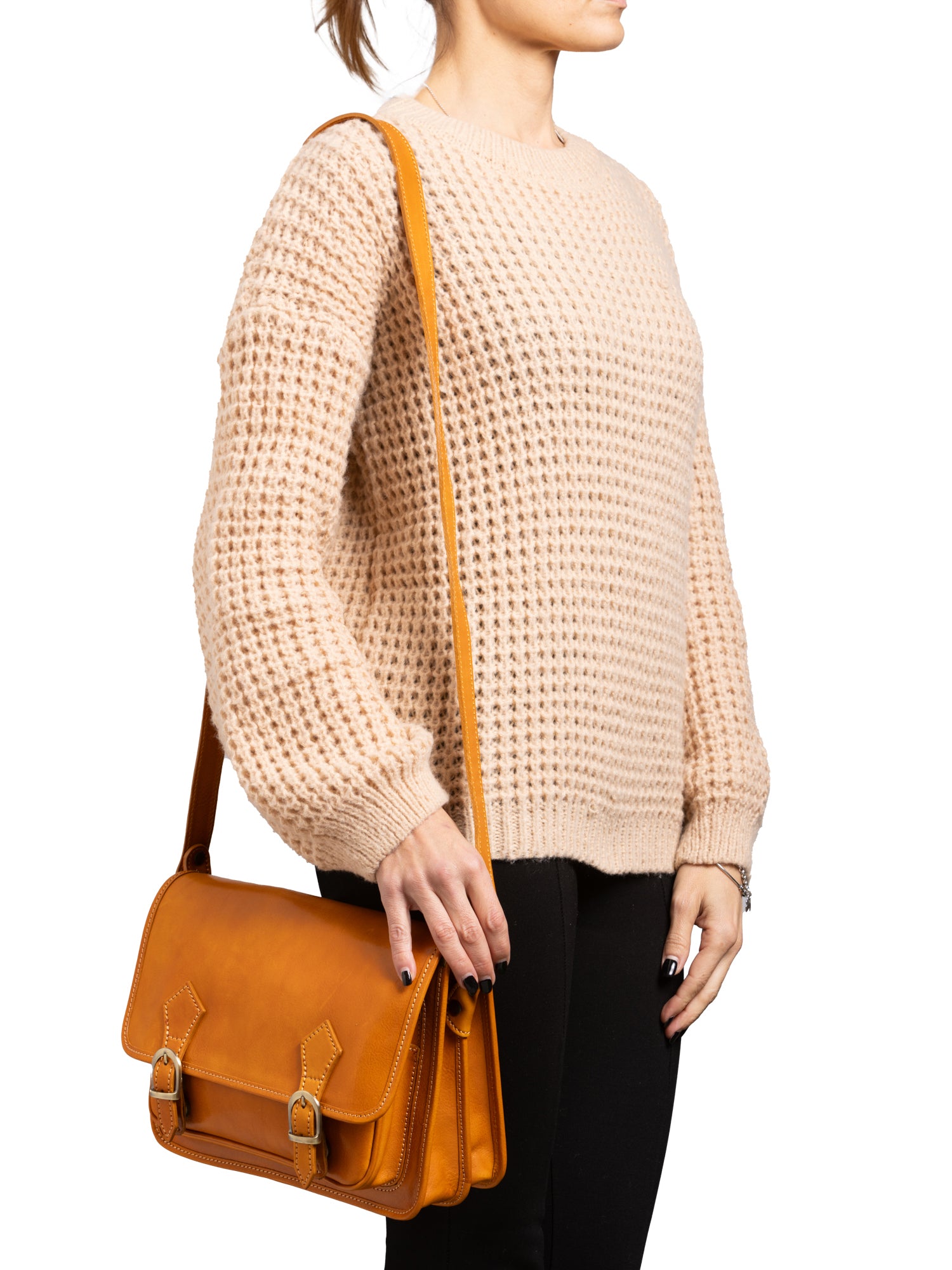 Crossbody bag I Fratelli Women Genuine leather -Blu Senape