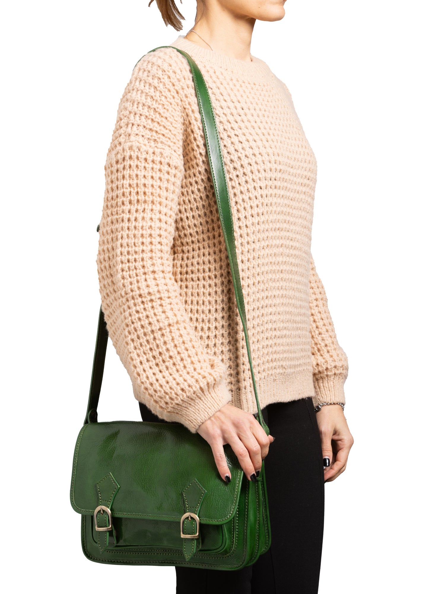 Crossbody bag I Fratelli Women Genuine leather -Blu Verde