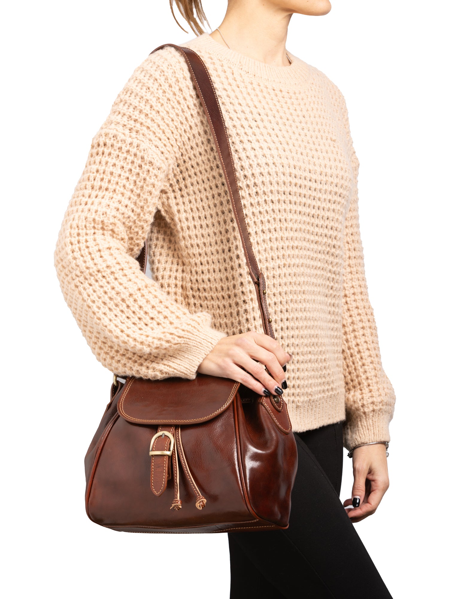 Bucket bag I Fratelli Women Genuine leather -Senape Marrone