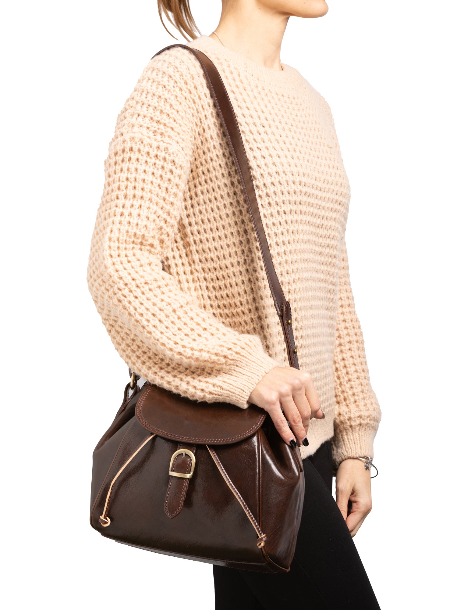 Bucket bag I Fratelli Women Genuine leather -Senape Bruciato