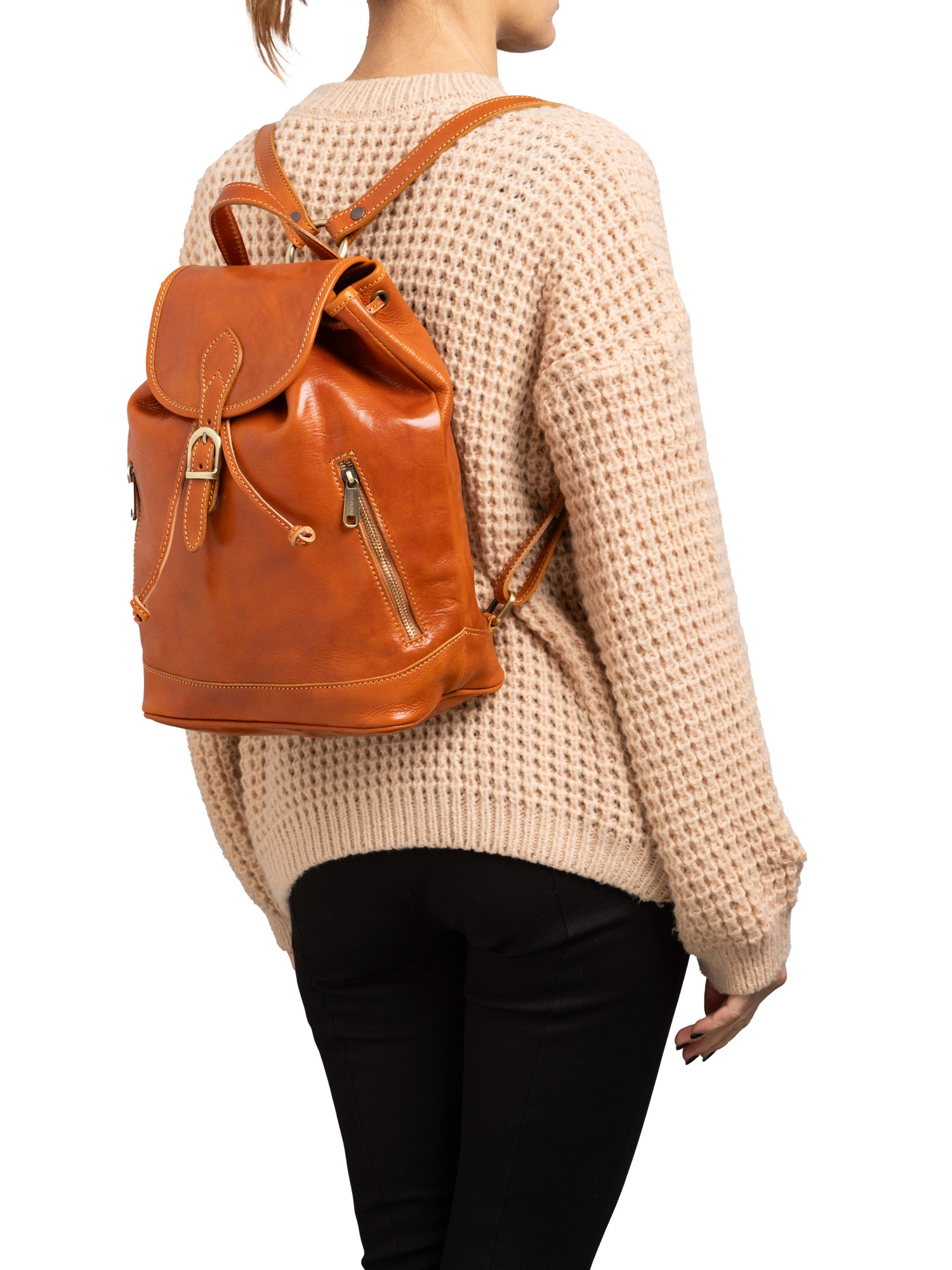 Shoulder Bag I Fratelli Women Genuine leather -Nero Cognac