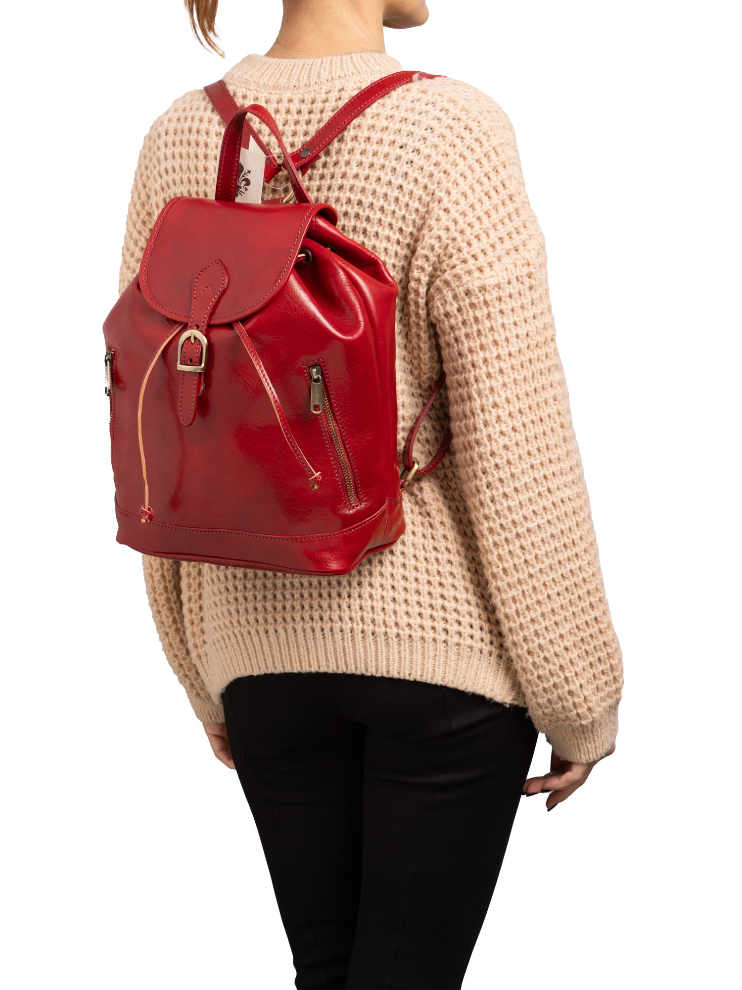Shoulder Bag I Fratelli Women Genuine leather -Nero Rosso