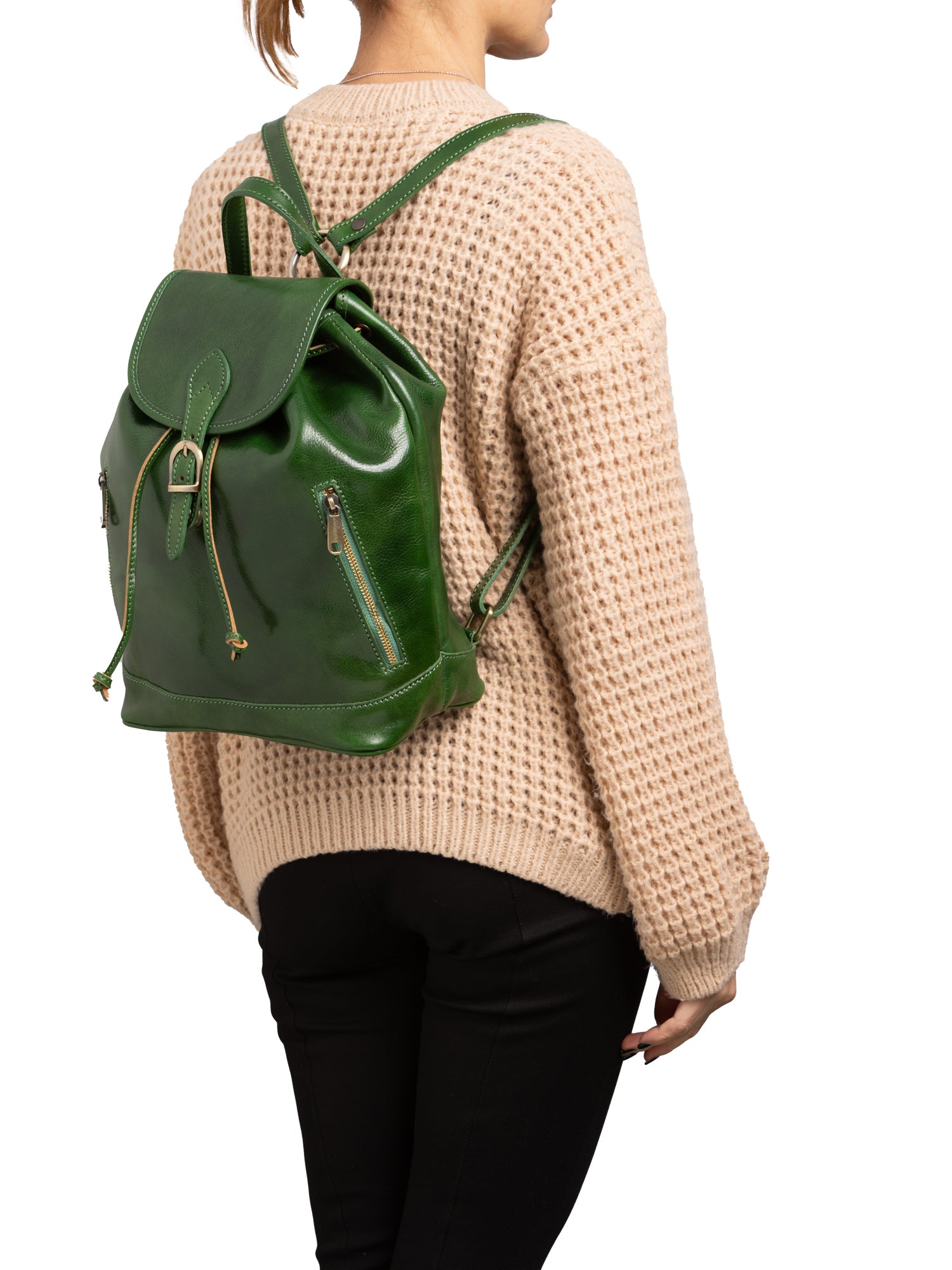 Shoulder Bag I Fratelli Women Genuine leather -Nero Verde