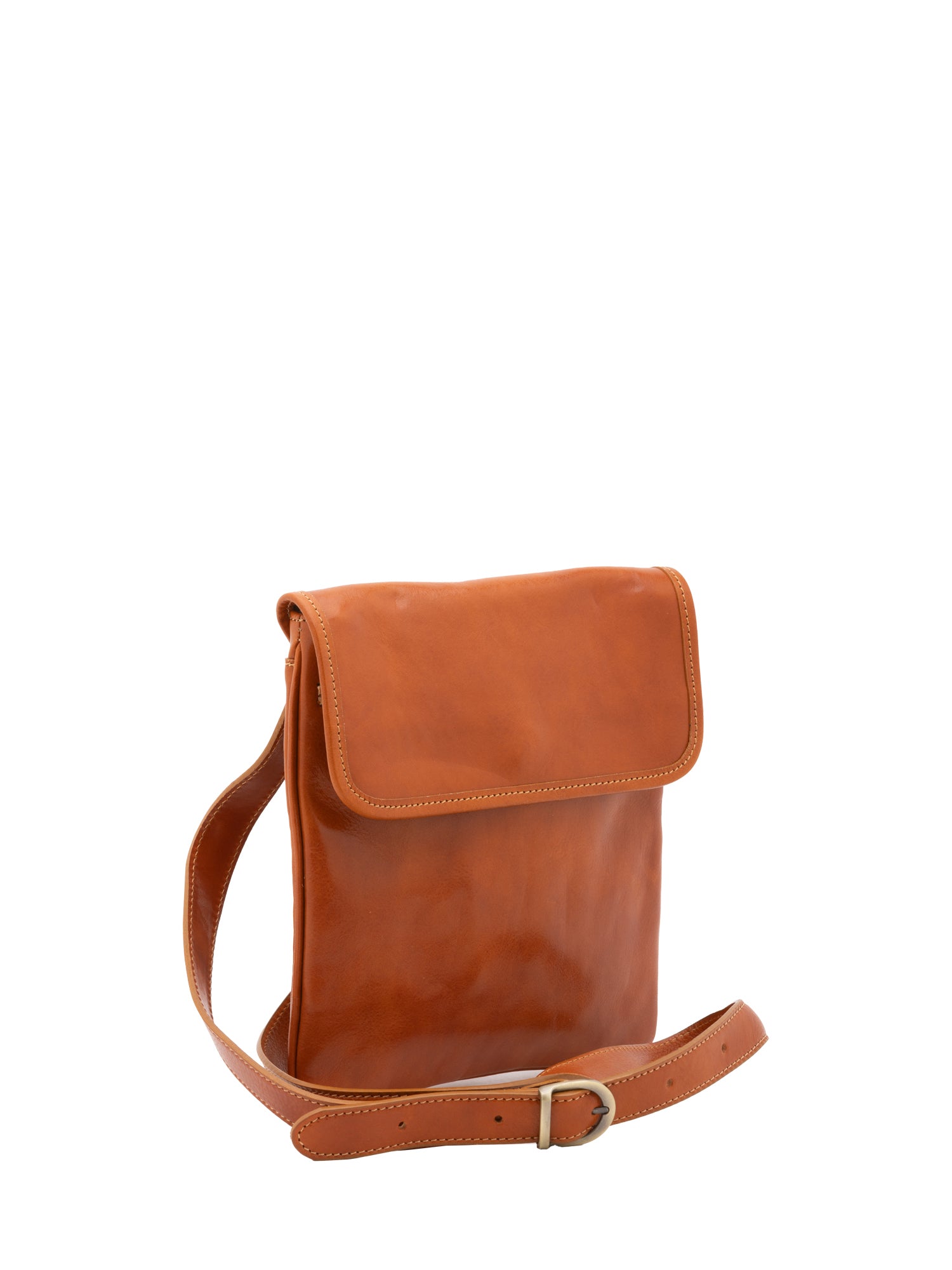 Crossbody bag I Fratelli Men Genuine leather -Nero Cognac